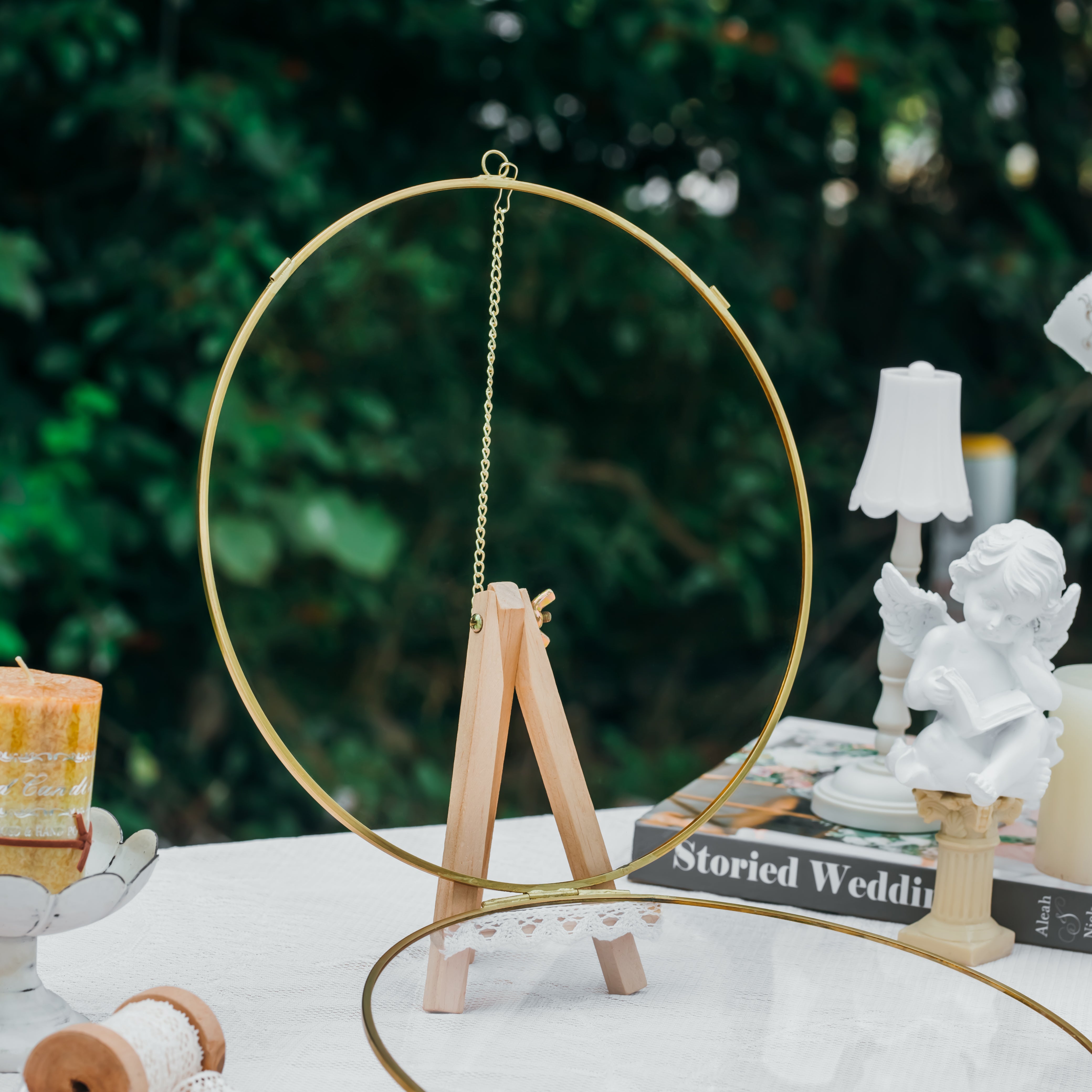 NCYP Wall Hanging Round 8" 10" 12" Herbarium Brass Glass Frame for Pressed Flowers, Poster, Double Glass, floating Frame - NCYPgarden