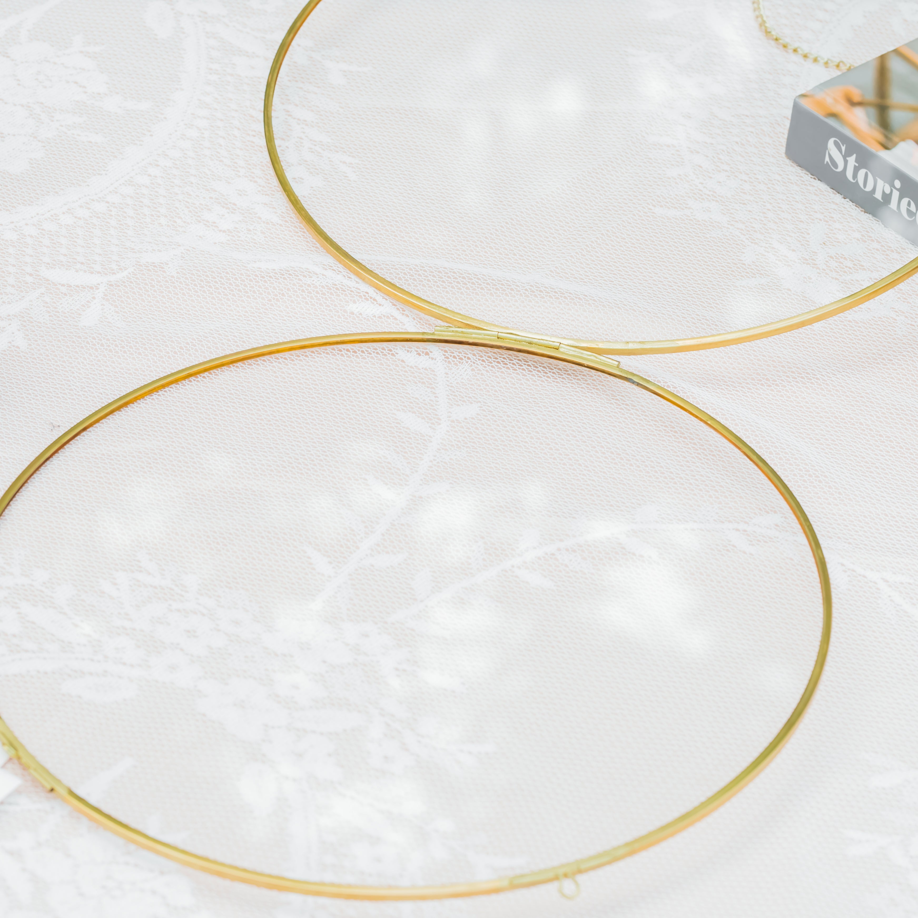 NCYP Wall Hanging Round 8" 10" 12" Herbarium Brass Glass Frame for Pressed Flowers, Poster, Double Glass, floating Frame - NCYPgarden