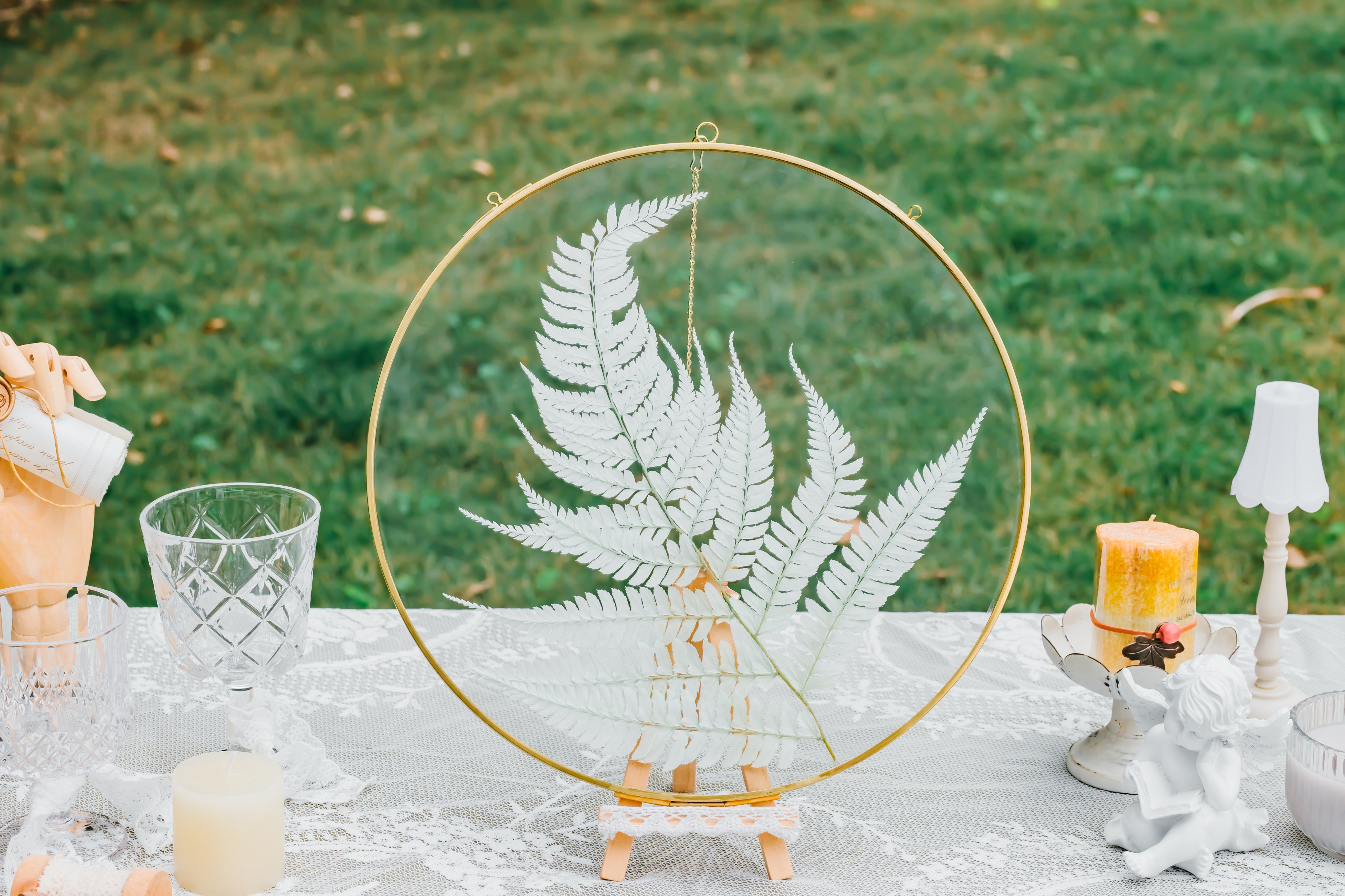 NCYP Wall Hanging Round 8" 10" 12" Herbarium Brass Glass Frame for Pressed Flowers, Poster, Double Glass, floating Frame - NCYPgarden