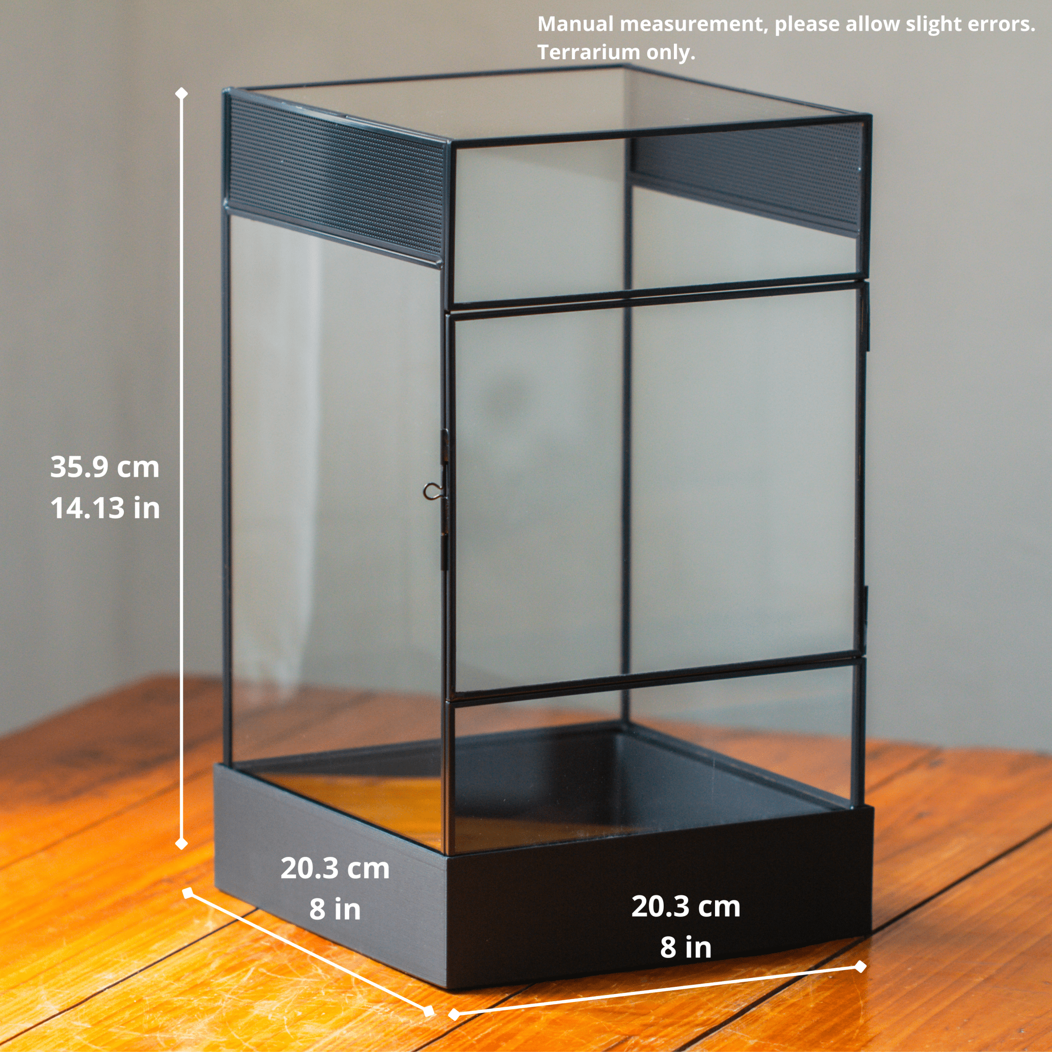 8×8×14 inches Large Handmade Geometric Glass Terrarium with Base with Vents, for large insects，with base SR01V3 - NCYPgarden
