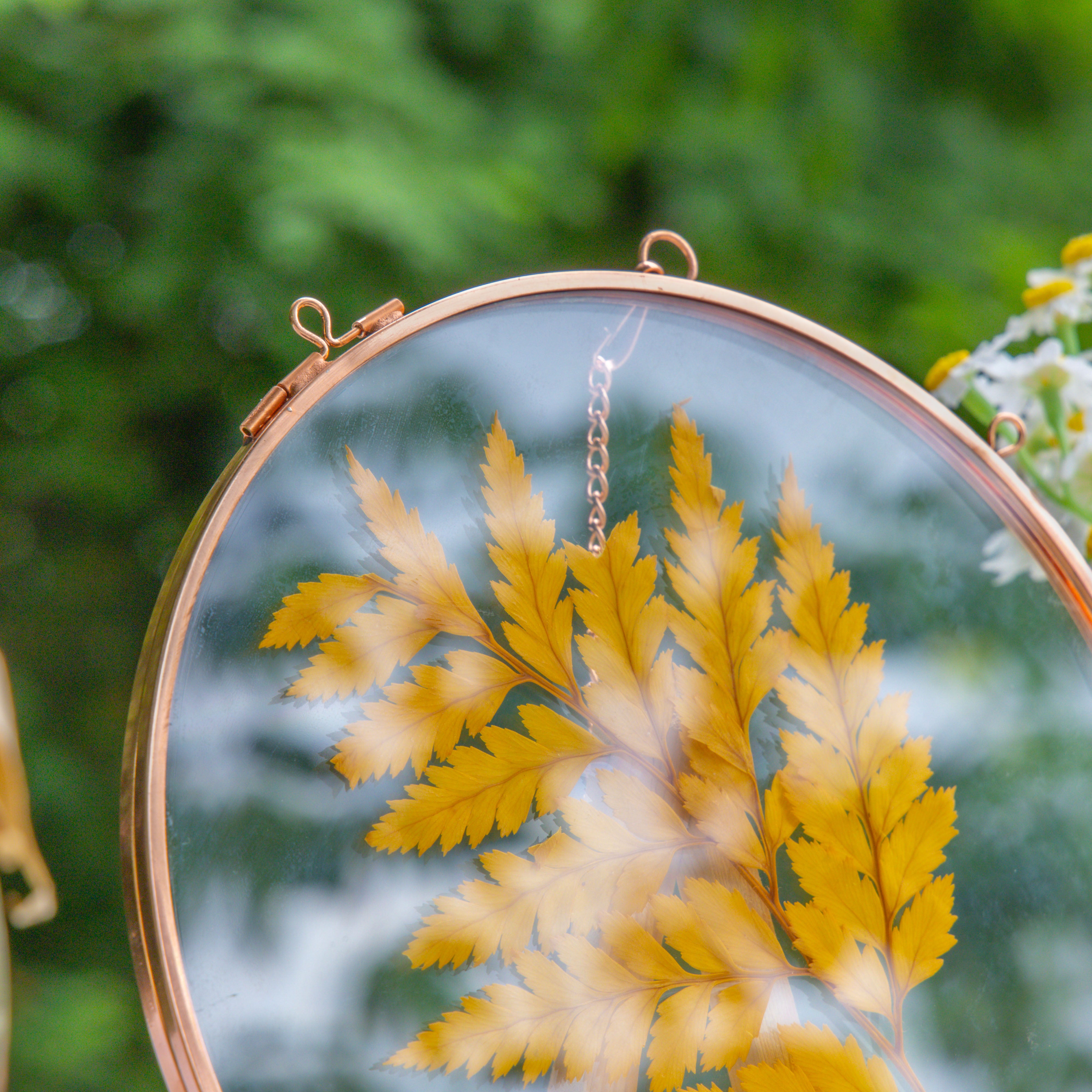 Handmade 7'' Rose Gold Wall Hanging Photo Frame, Pressed Flower Frame, Glass Photo Frame, Wall Decor Housewarming Gift - NCYPgarden