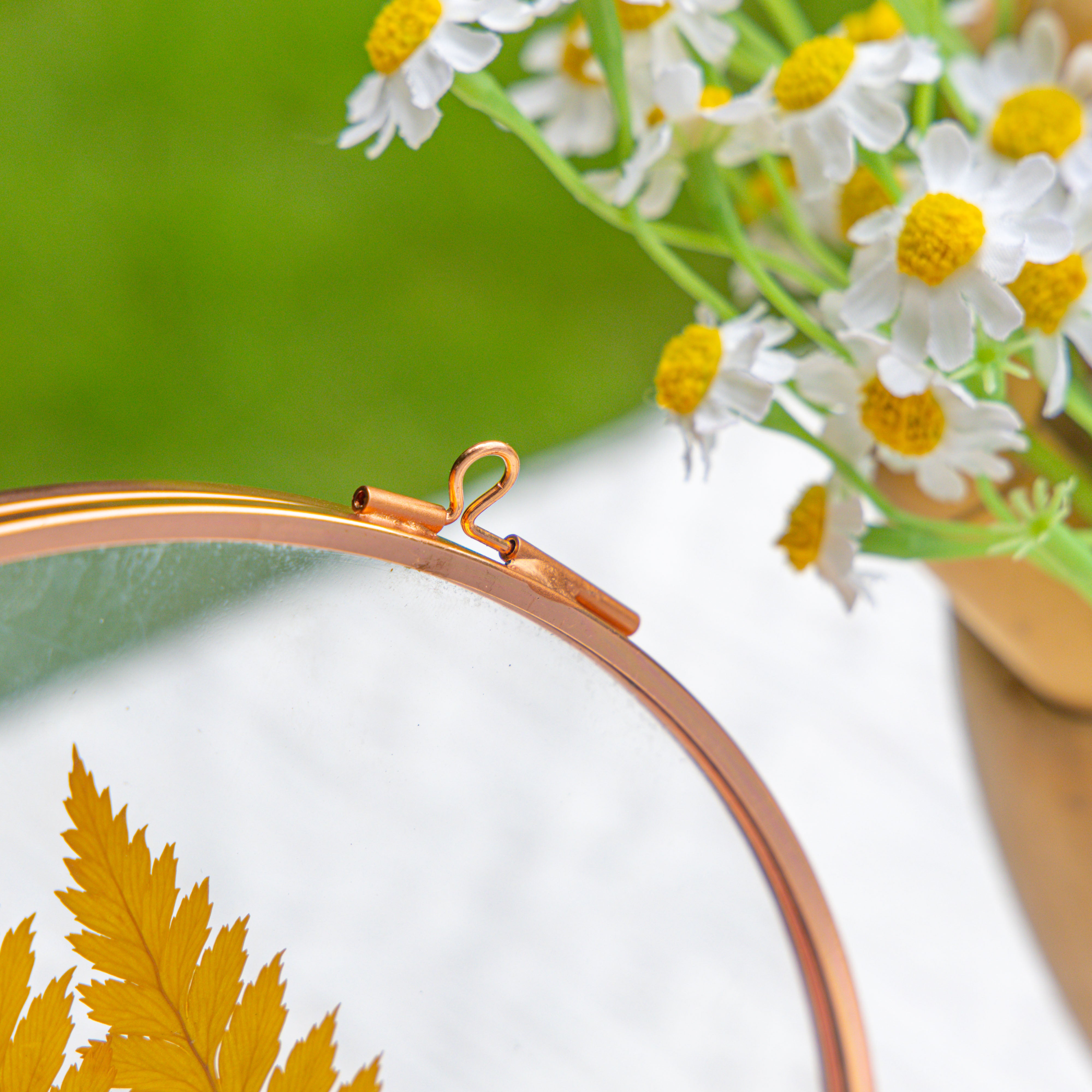 Handmade 7'' Rose Gold Wall Hanging Photo Frame, Pressed Flower Frame, Glass Photo Frame, Wall Decor Housewarming Gift - NCYPgarden