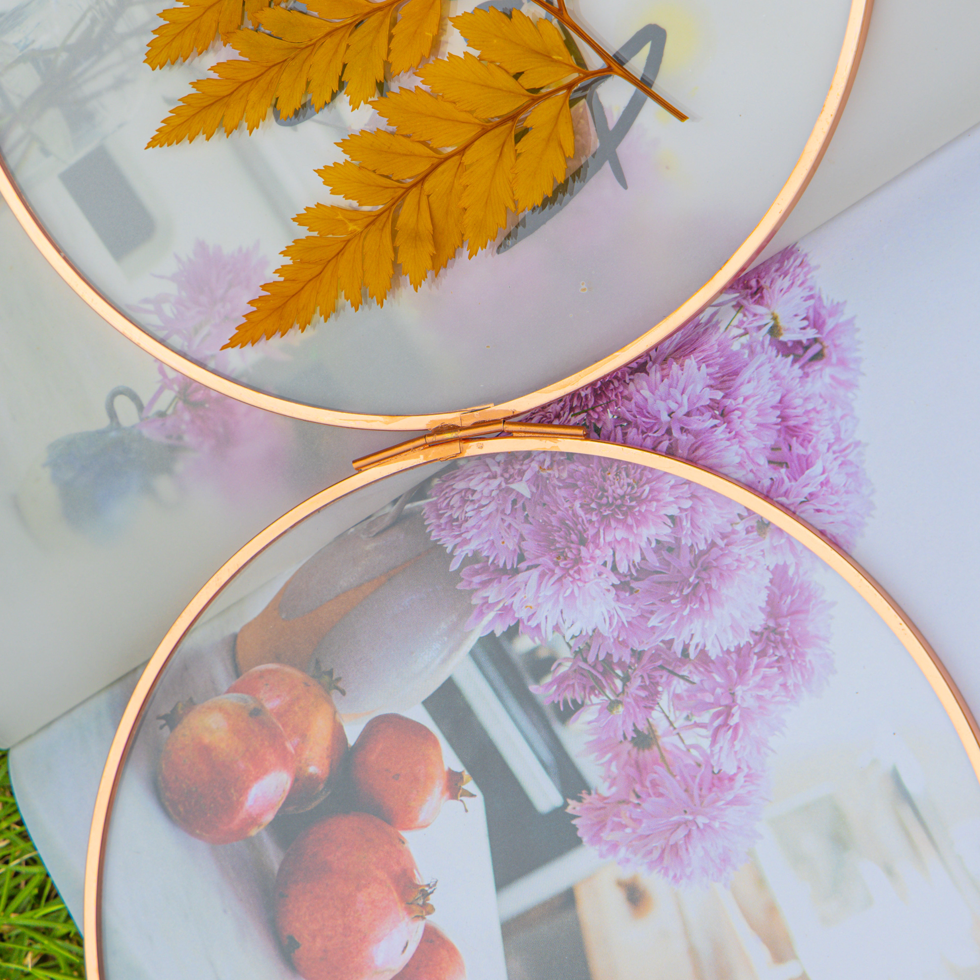 Handmade 7'' Rose Gold Wall Hanging Photo Frame, Pressed Flower Frame, Glass Photo Frame, Wall Decor Housewarming Gift - NCYPgarden