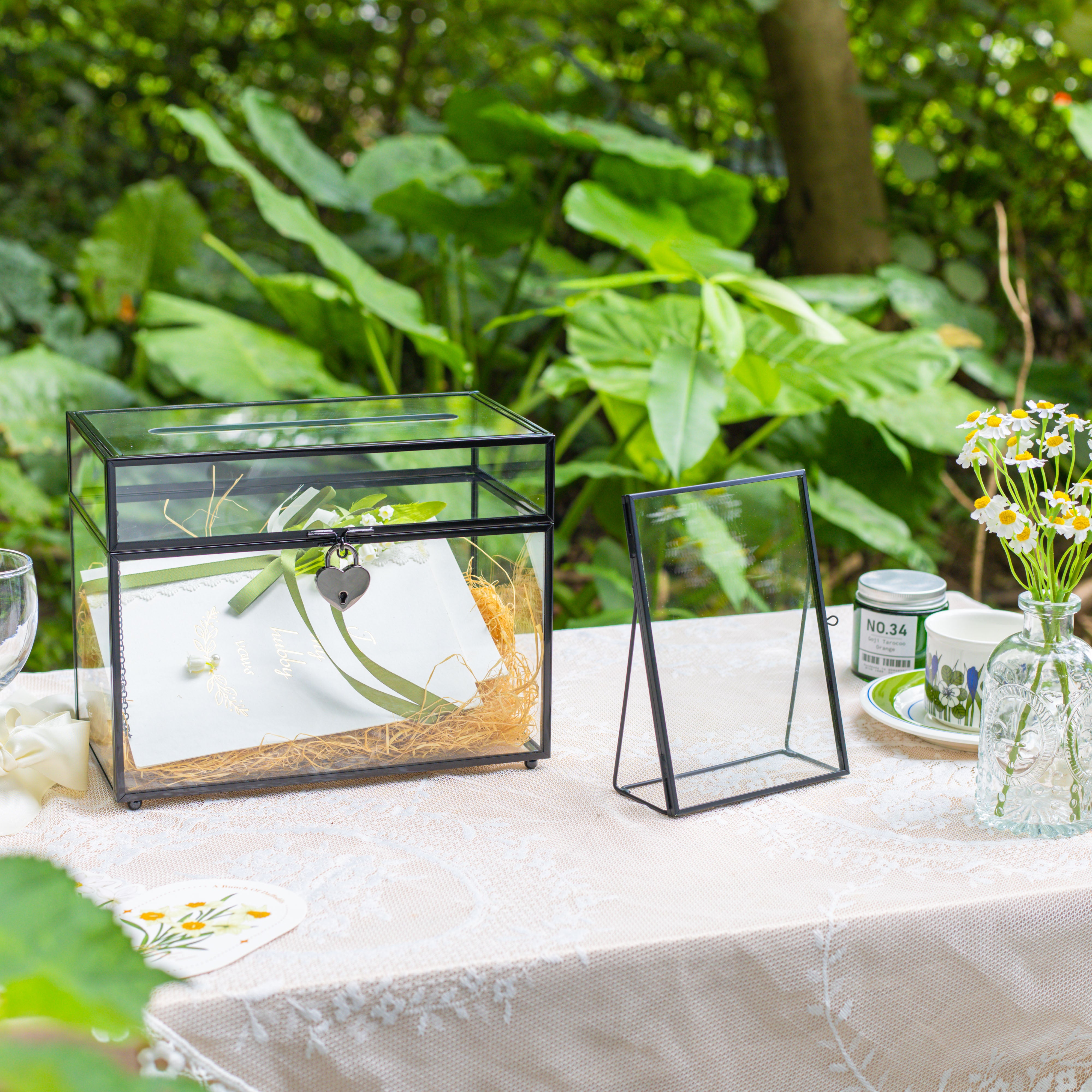 Modern Black Table Number Holder, 5X7'' Photo Picture Frame, for Outdoor Garden Wedding, Bridal Shower - NCYPgarden