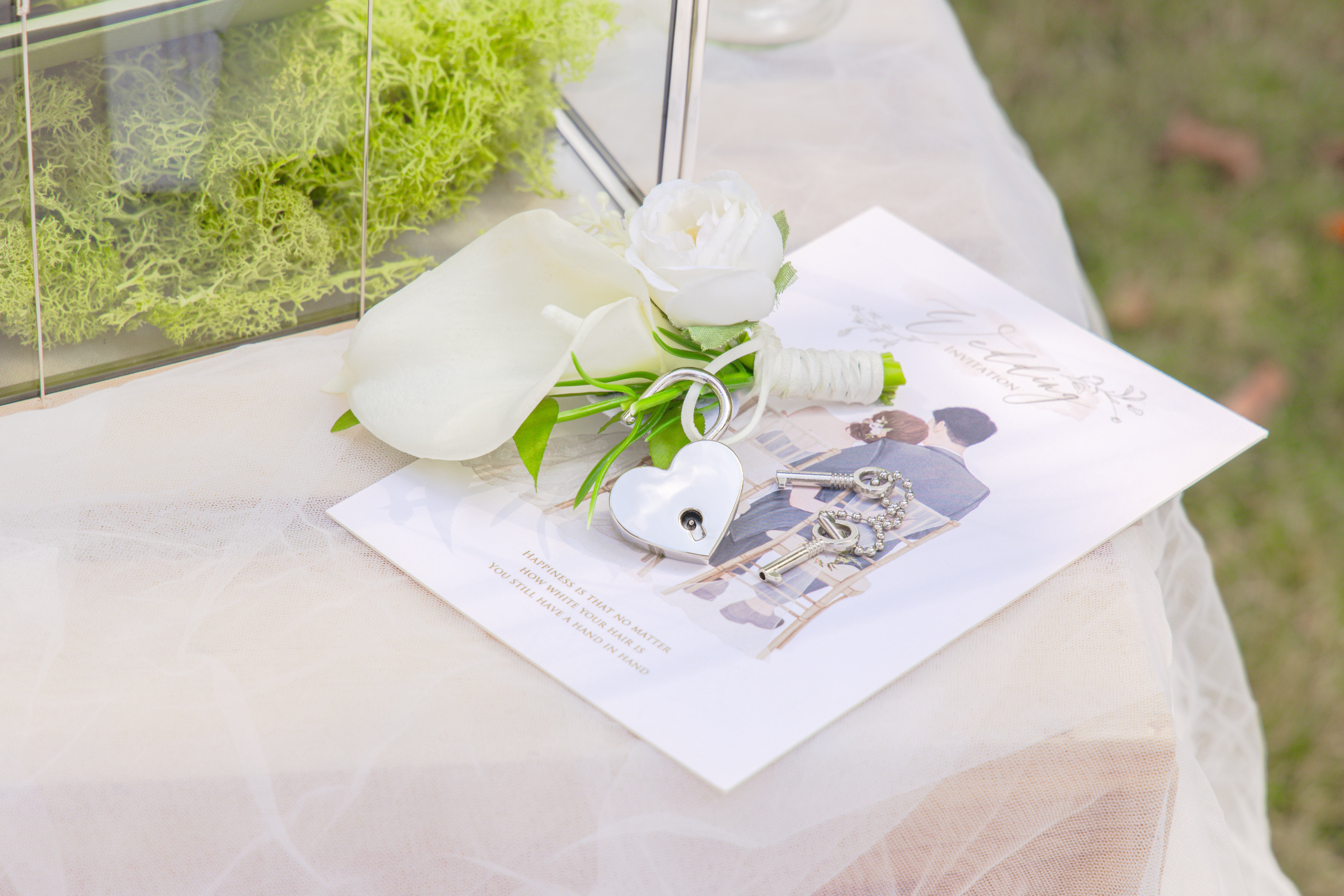 Vintage Silver Large Geometric Glass Card Box Terrarium with Heart Lock, Foot, Handmade Brass for Wedding Reception Wishwell Keepsake - NCYPgarden