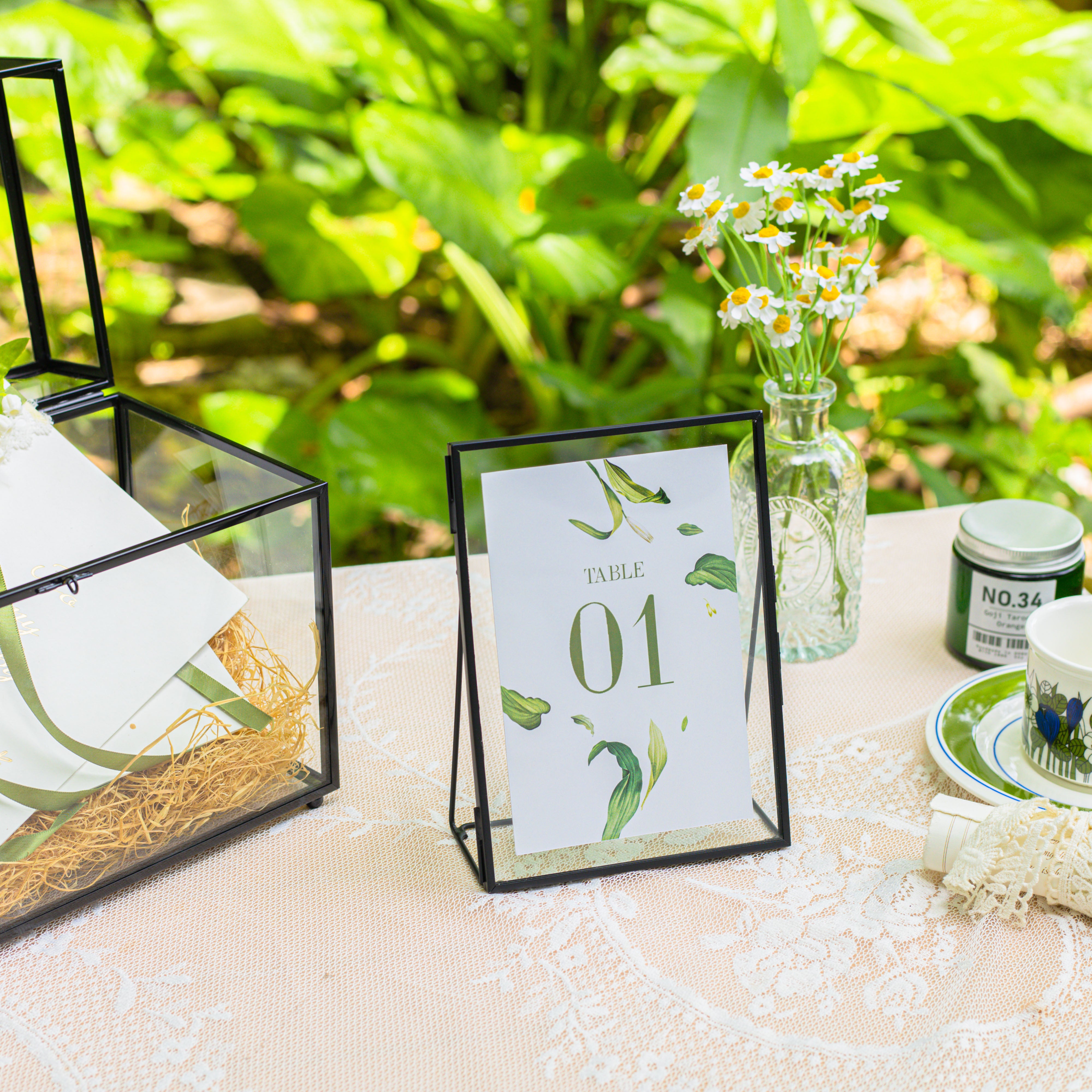 Modern Black Table Number Holder, 5X7'' Photo Picture Frame, for Outdoor Garden Wedding, Bridal Shower - NCYPgarden