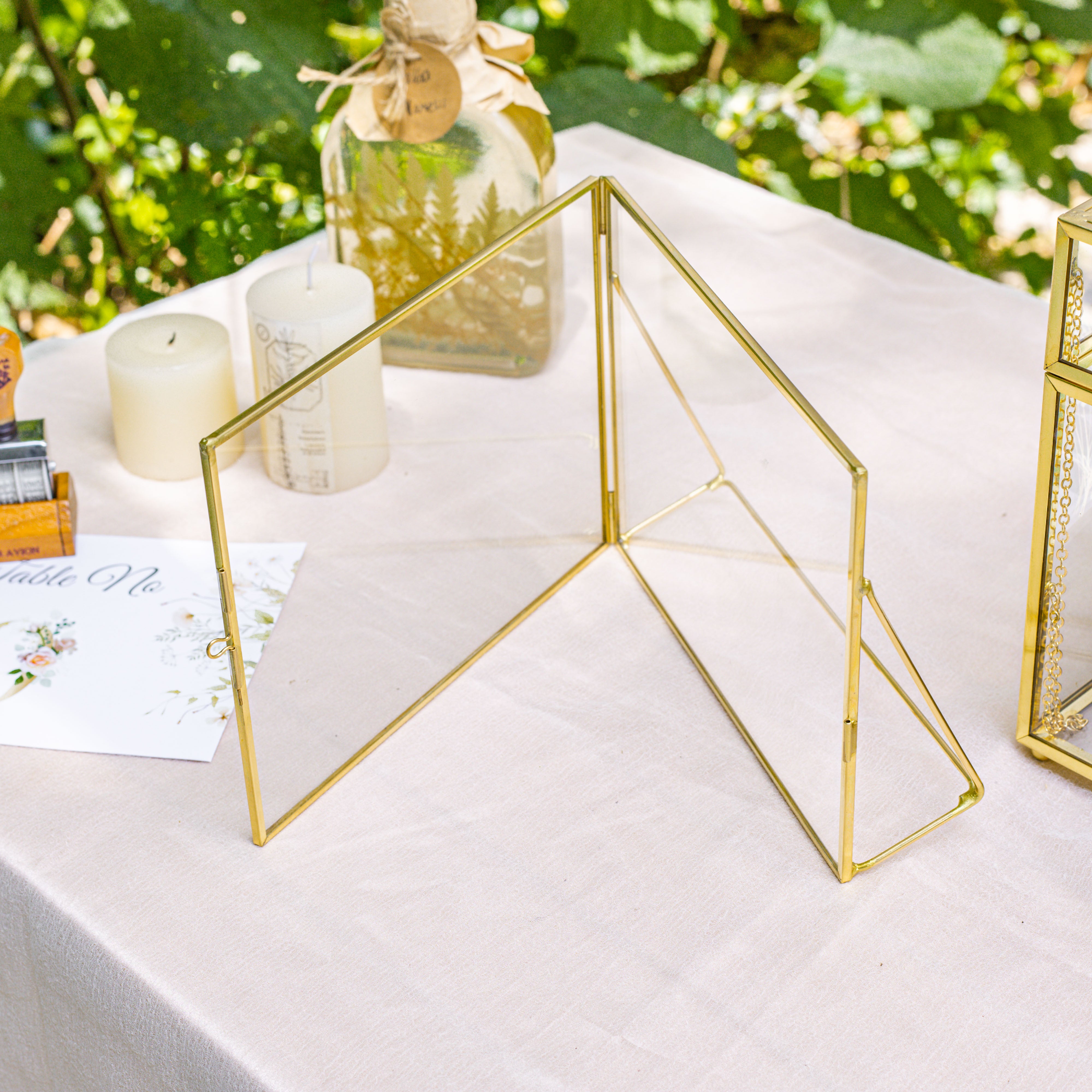 NCYP Tabletop Gold 5x7, 6x8 5.5x7 Brass Glass Photo Picture Display Frame - NCYPgarden