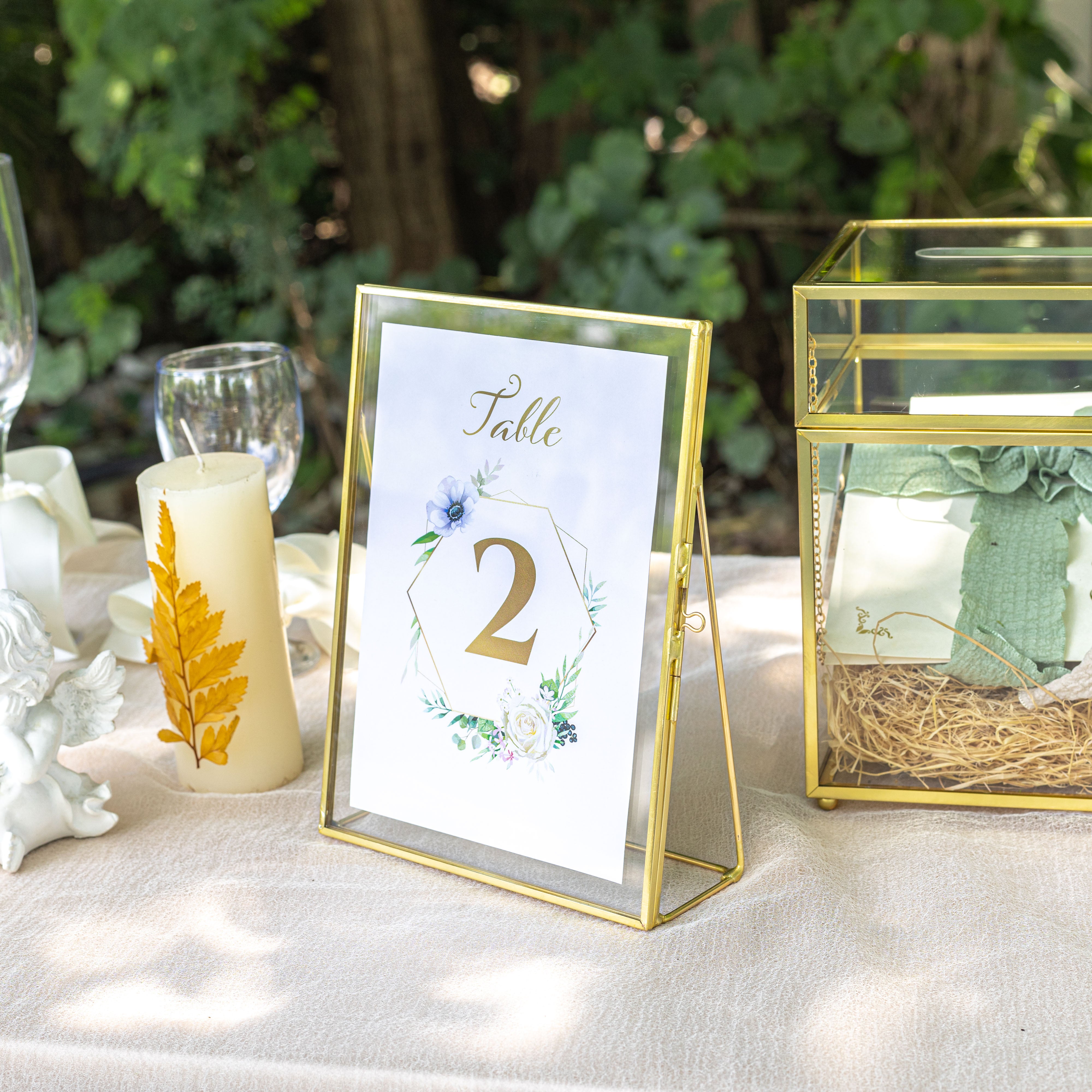 Gold Table Number Holder, 6''x8'' Wedding Photo Picture Frame, for Outdoor Garden Wedding, Bridal Shower - NCYPgarden