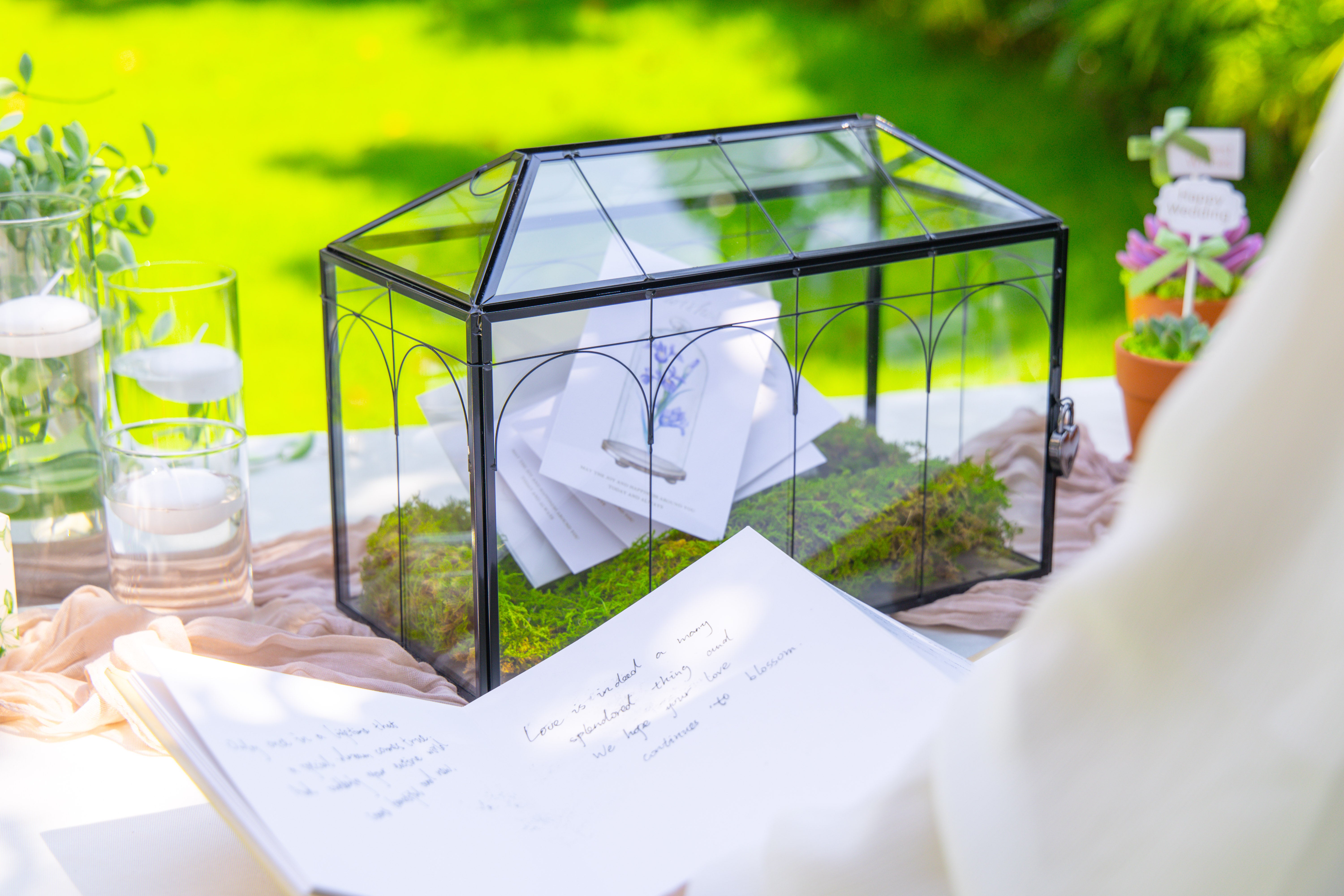 12.6"Handmade Black Wedding Card Box with Slot and Lock, Size Large, for Reception - NCYPgarden