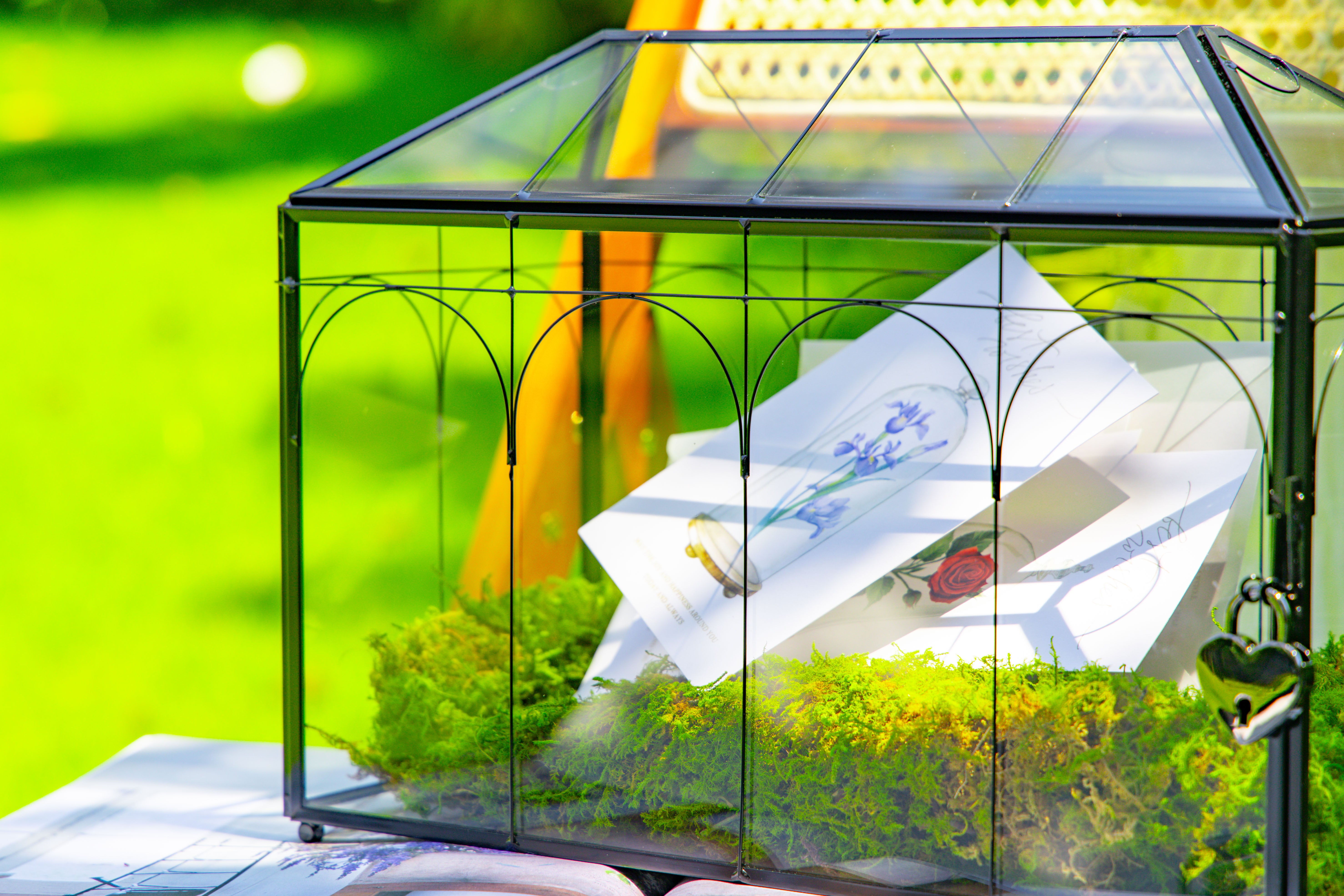 12.6"Handmade Black Wedding Card Box with Slot and Lock, Size Large, for Reception - NCYPgarden