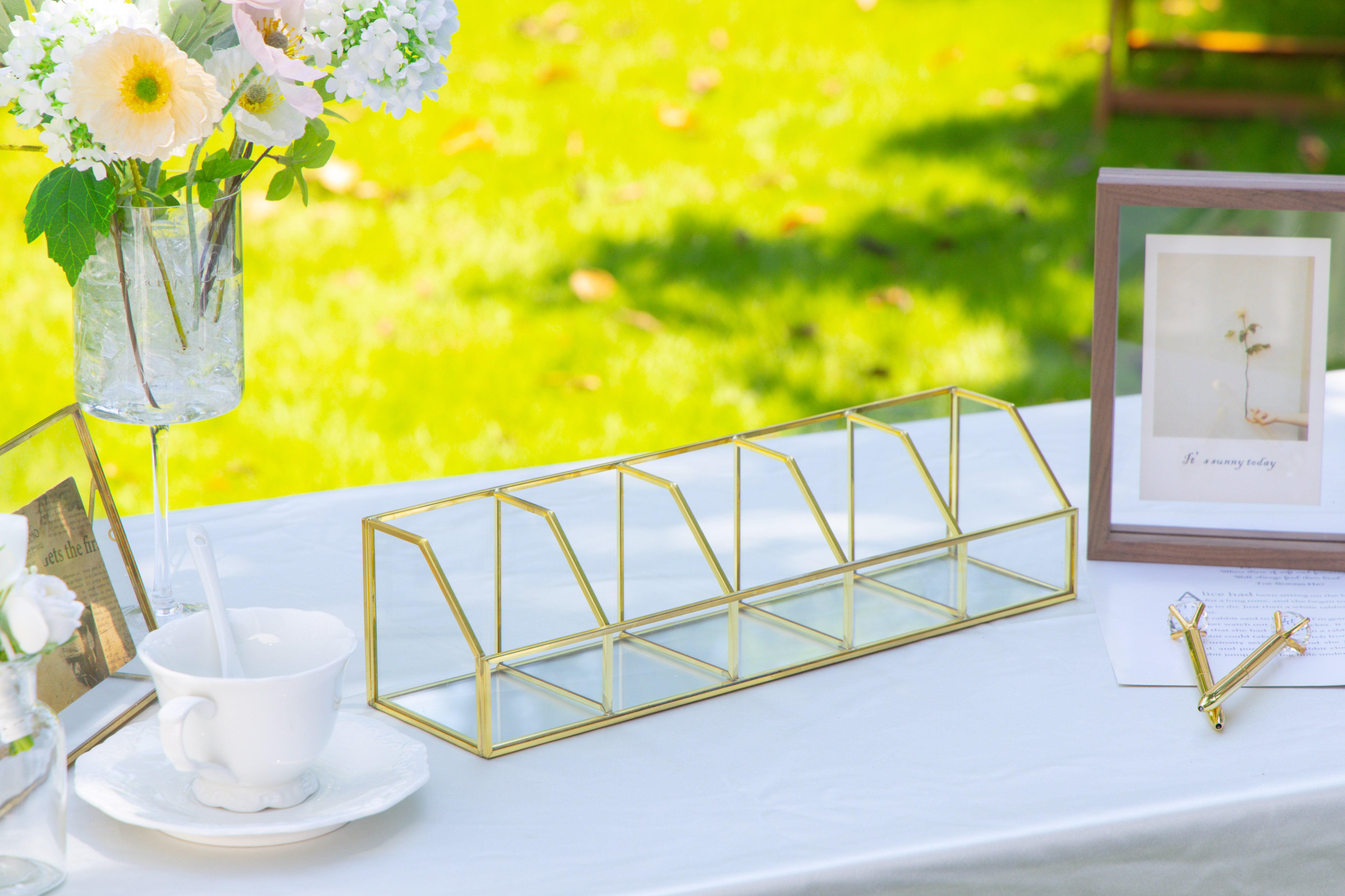 Glass Gold Tea Bag Box, 5 Compartments Box, Tea Lovers Gift Box, Tea Organizer, Christmas Gift - NCYPgarden