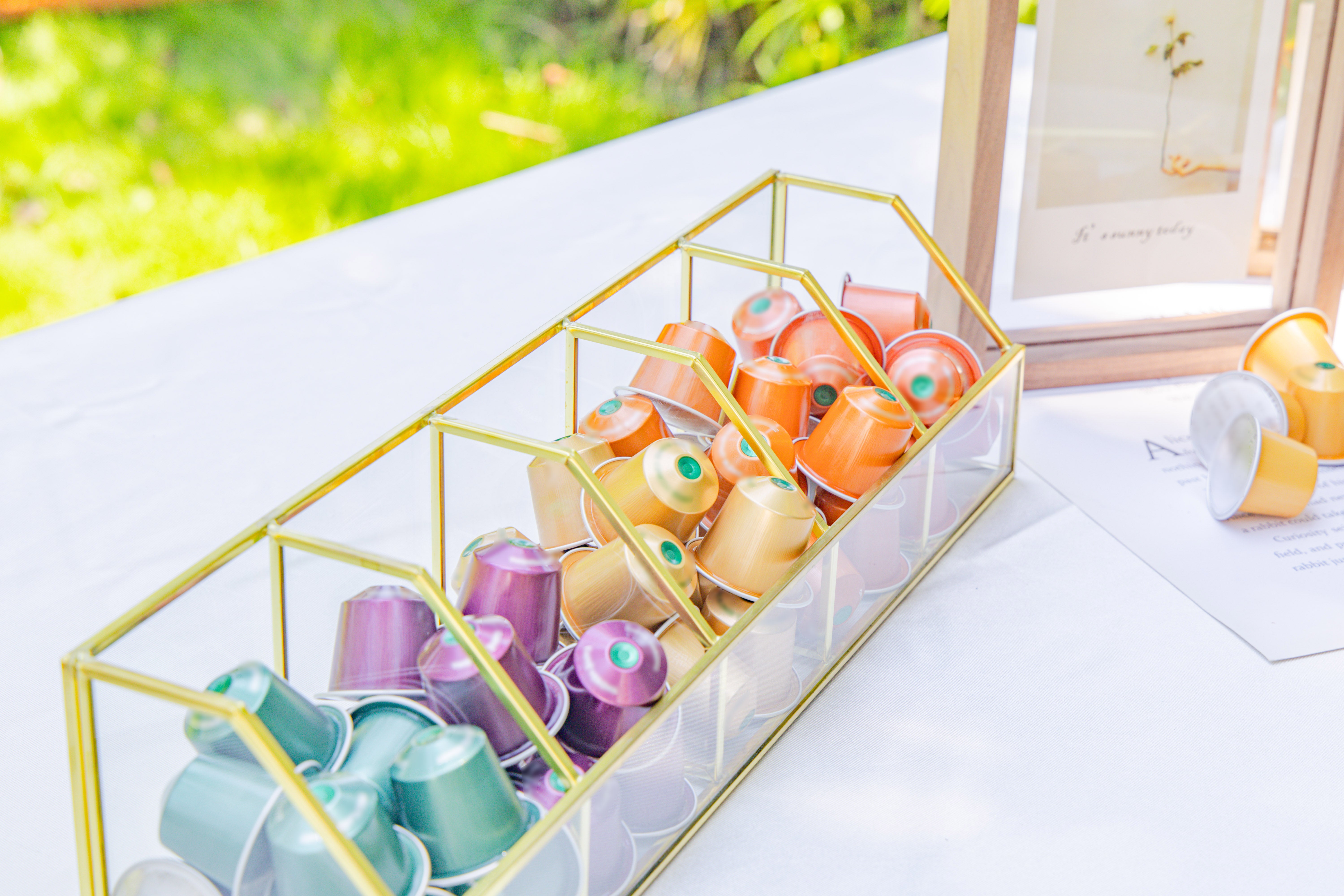 Glass Gold Tea Bag Box, 5 Compartments Box, Tea Lovers Gift Box, Tea Organizer, Christmas Gift - NCYPgarden