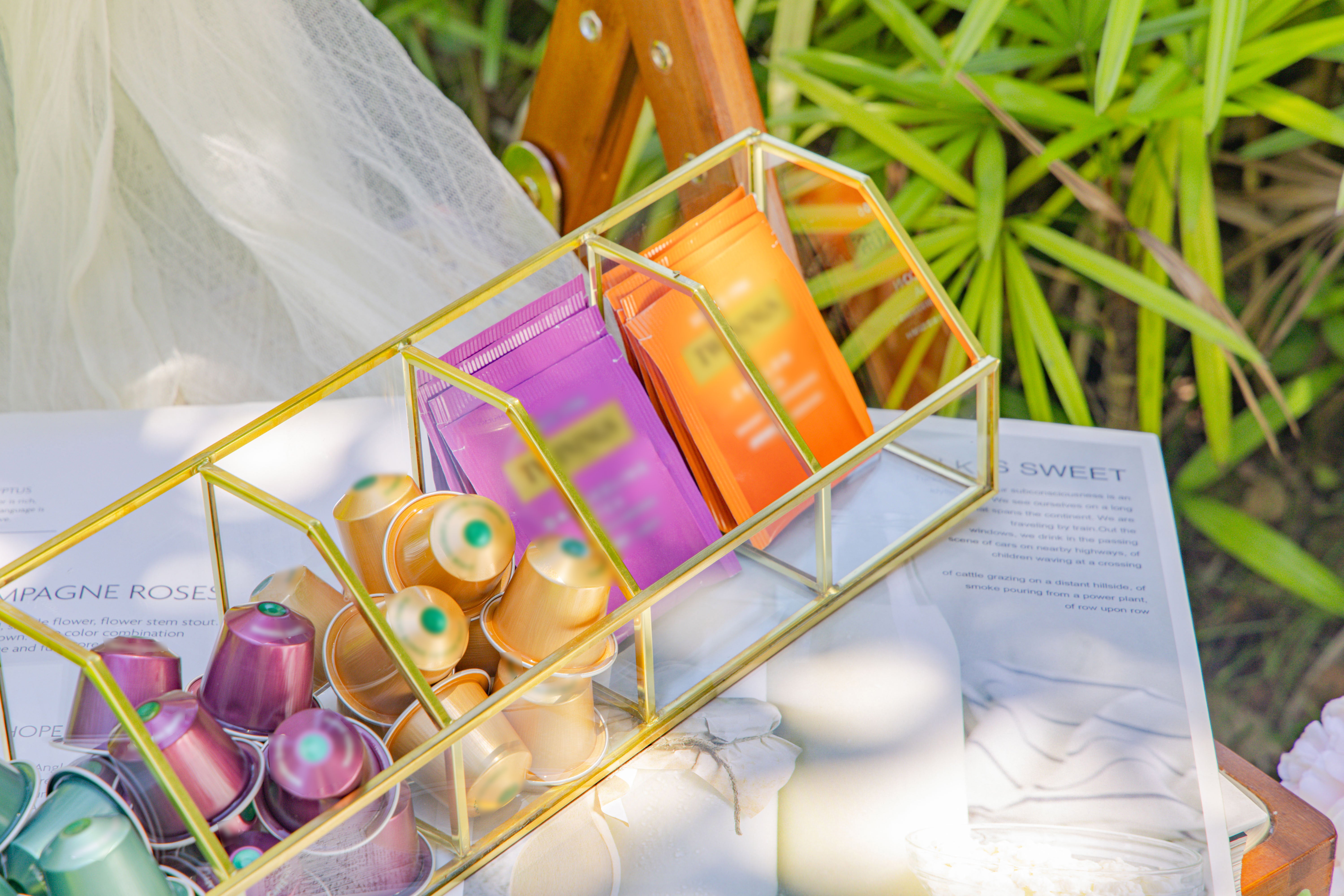 Glass Gold Tea Bag Box, 5 Compartments Box, Tea Lovers Gift Box, Tea Organizer, Christmas Gift - NCYPgarden