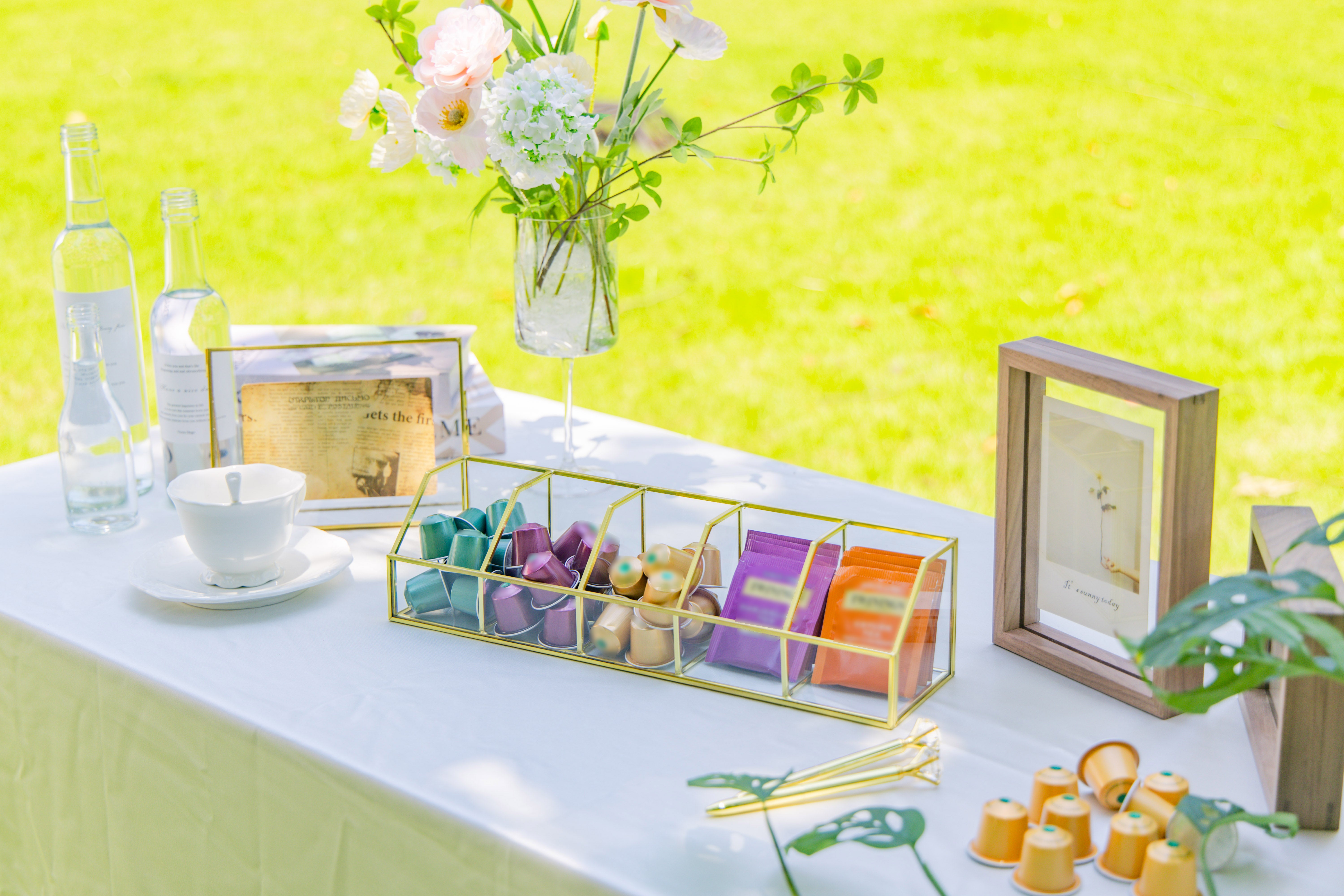 Glass Gold Tea Bag Box, 5 Compartments Box, Tea Lovers Gift Box, Tea Organizer, Christmas Gift - NCYPgarden