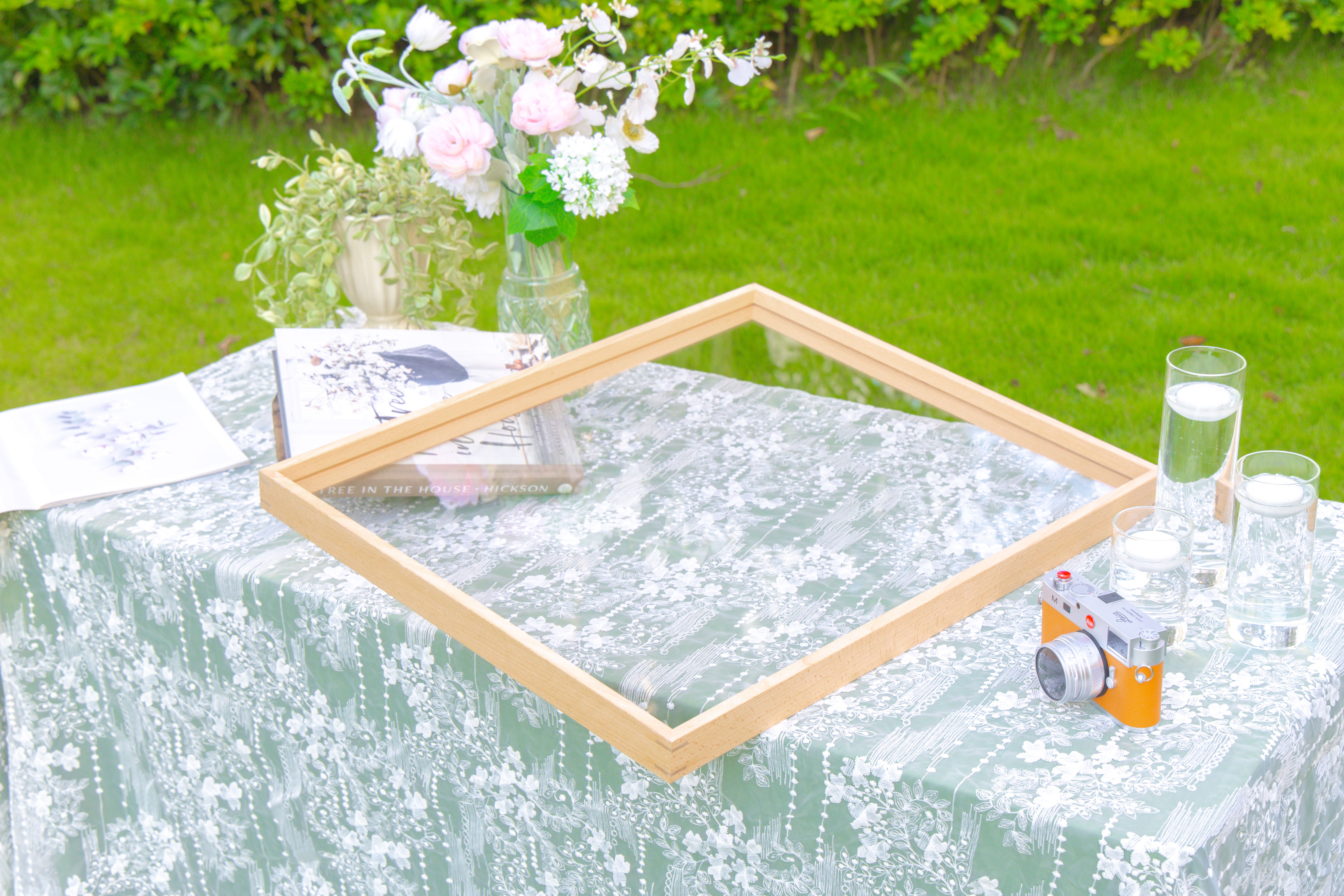 Customizable  NCYP Handmade 18x24" 20x24" Tabletop Wall Hanging Natural Wood Acrylic Artwork  Floating Frame - NCYPgarden