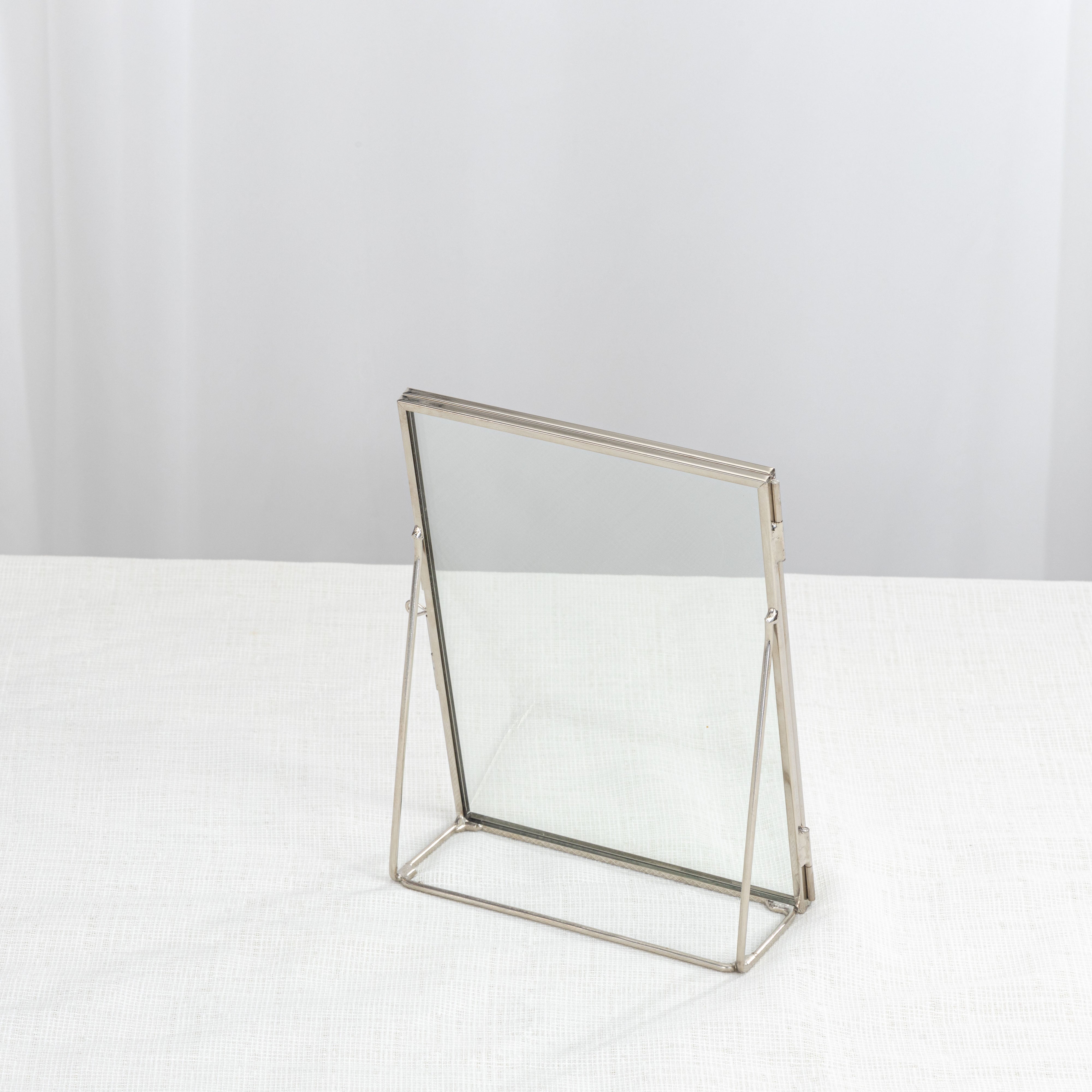 Silver Brass Tabletop Vintage Frame Geometric Ornament Plant Specimen Clip Modern Decor Card Holder 5X7" Reception - NCYPgarden