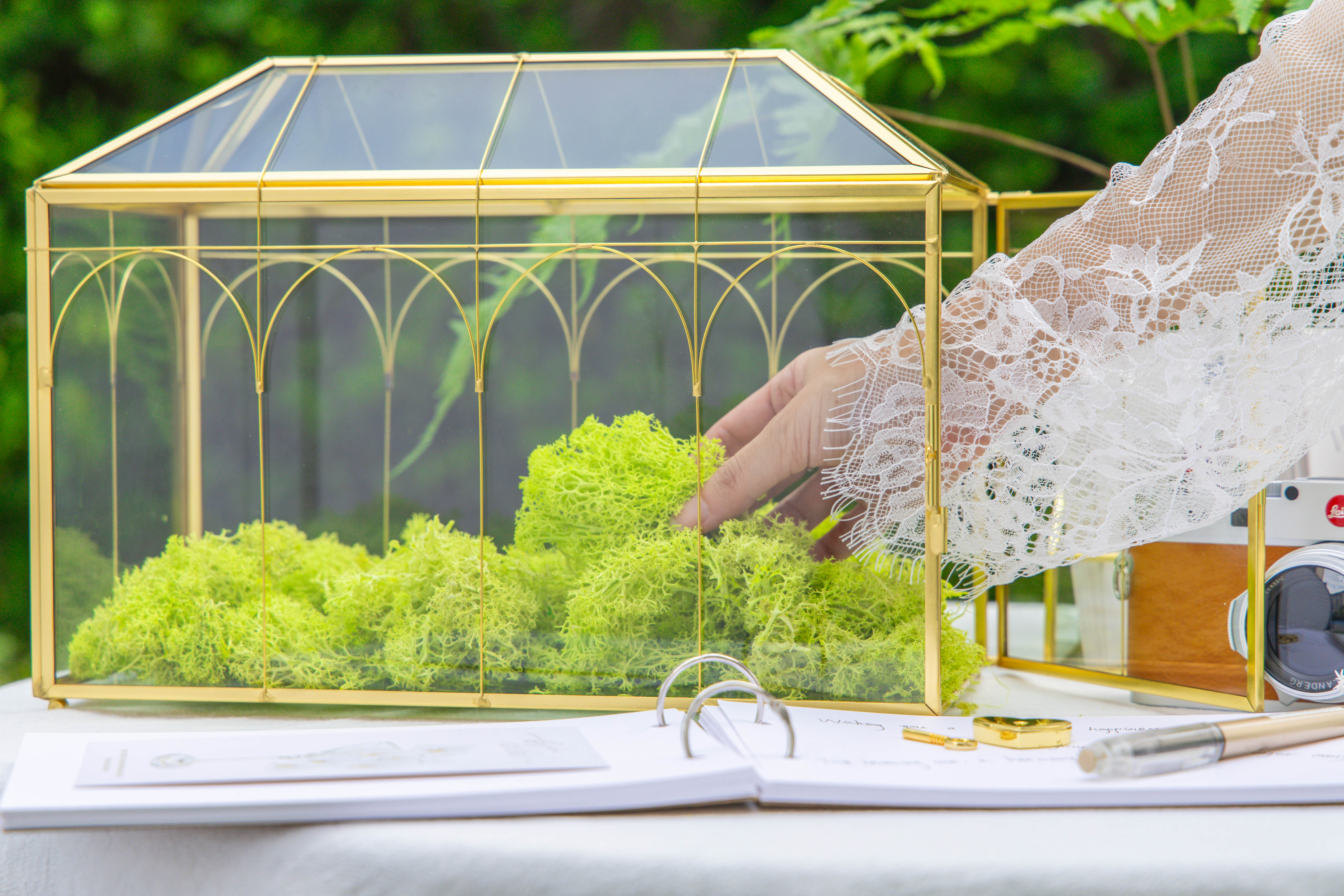 12.6" Handmade victorian Church  Gold Wedding Card Box with Slot and Lock - NCYPgarden