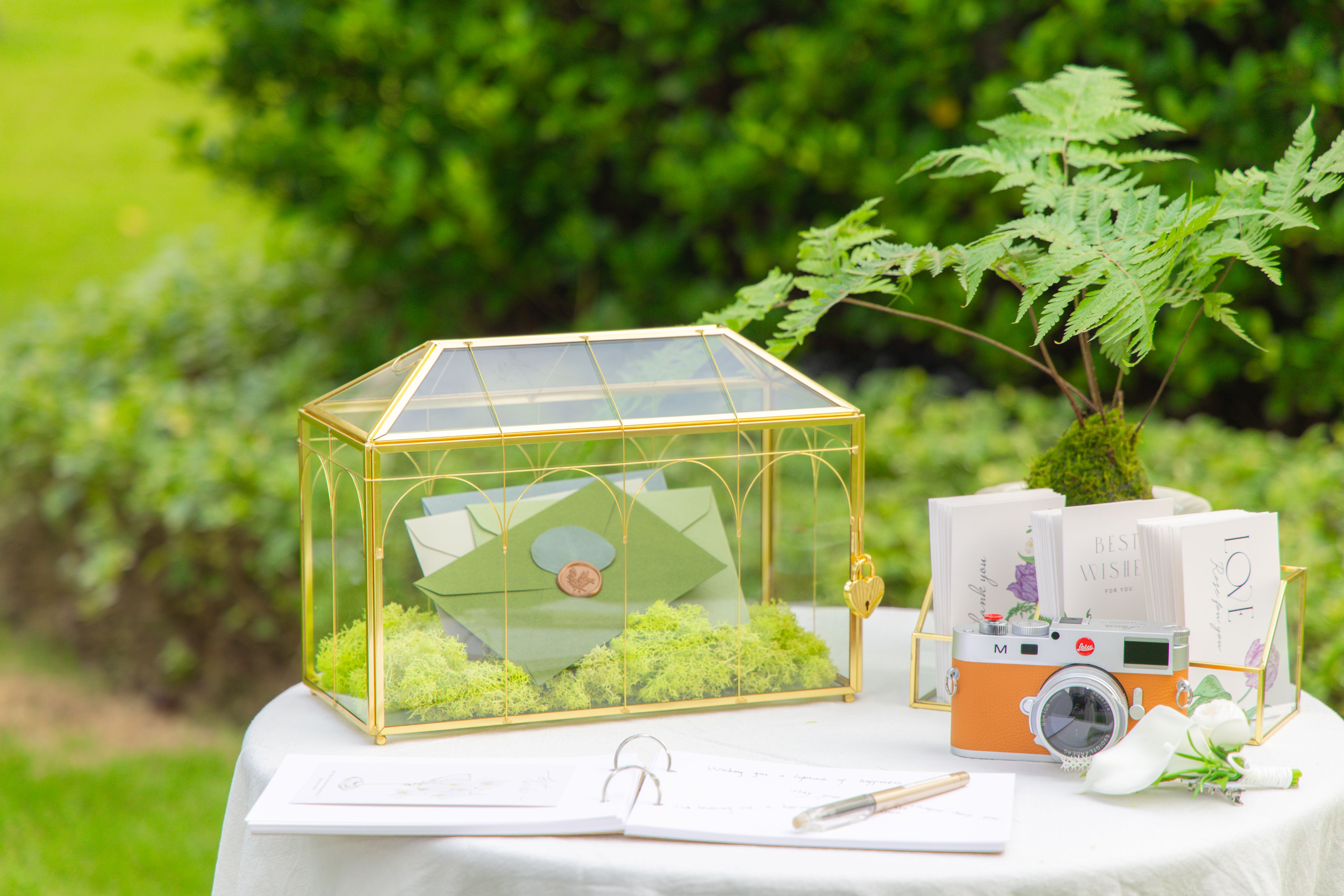 12.6" Handmade victorian Church  Gold Wedding Card Box with Slot and Lock - NCYPgarden