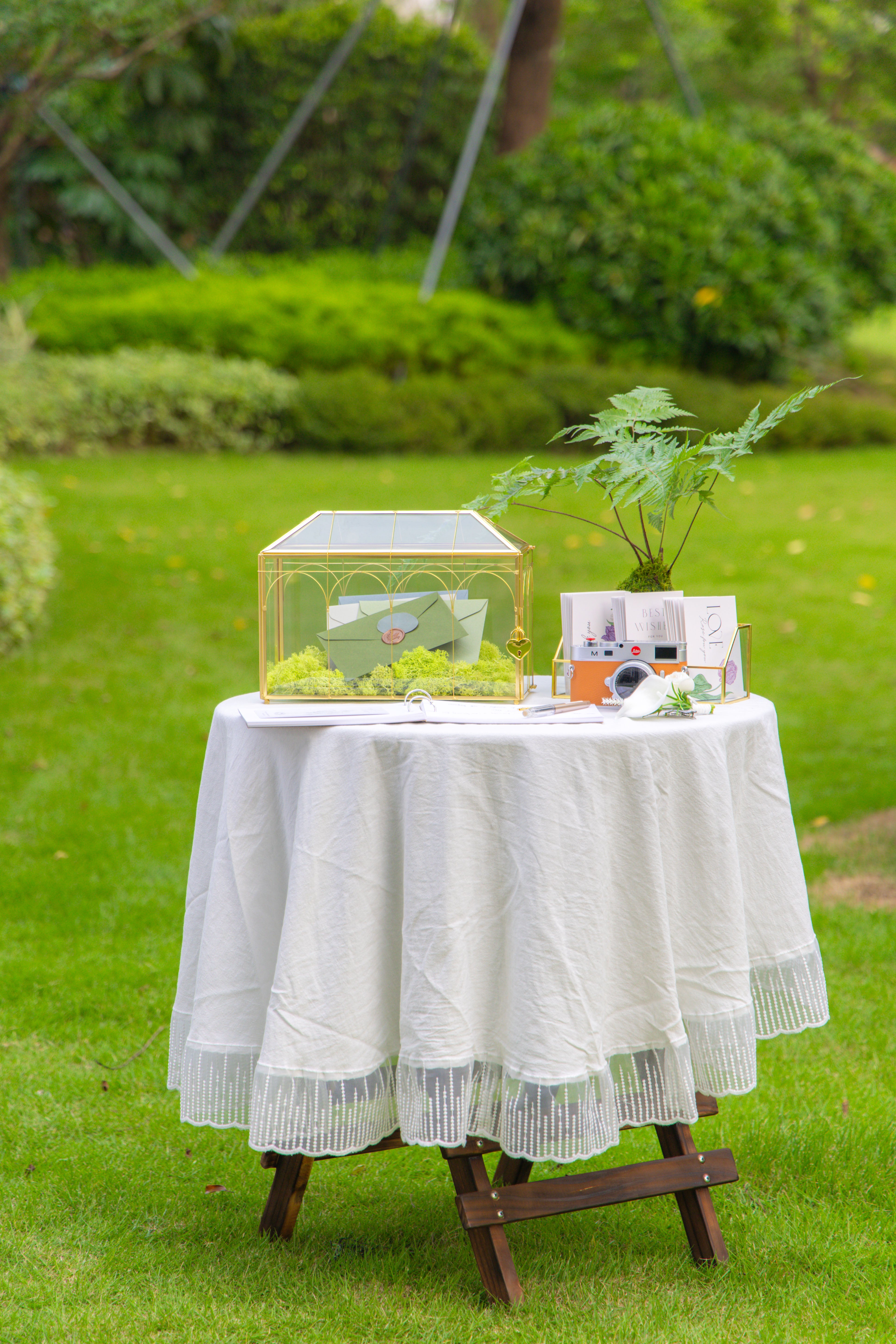 12.6" Handmade victorian Church  Gold Wedding Card Box with Slot and Lock - NCYPgarden