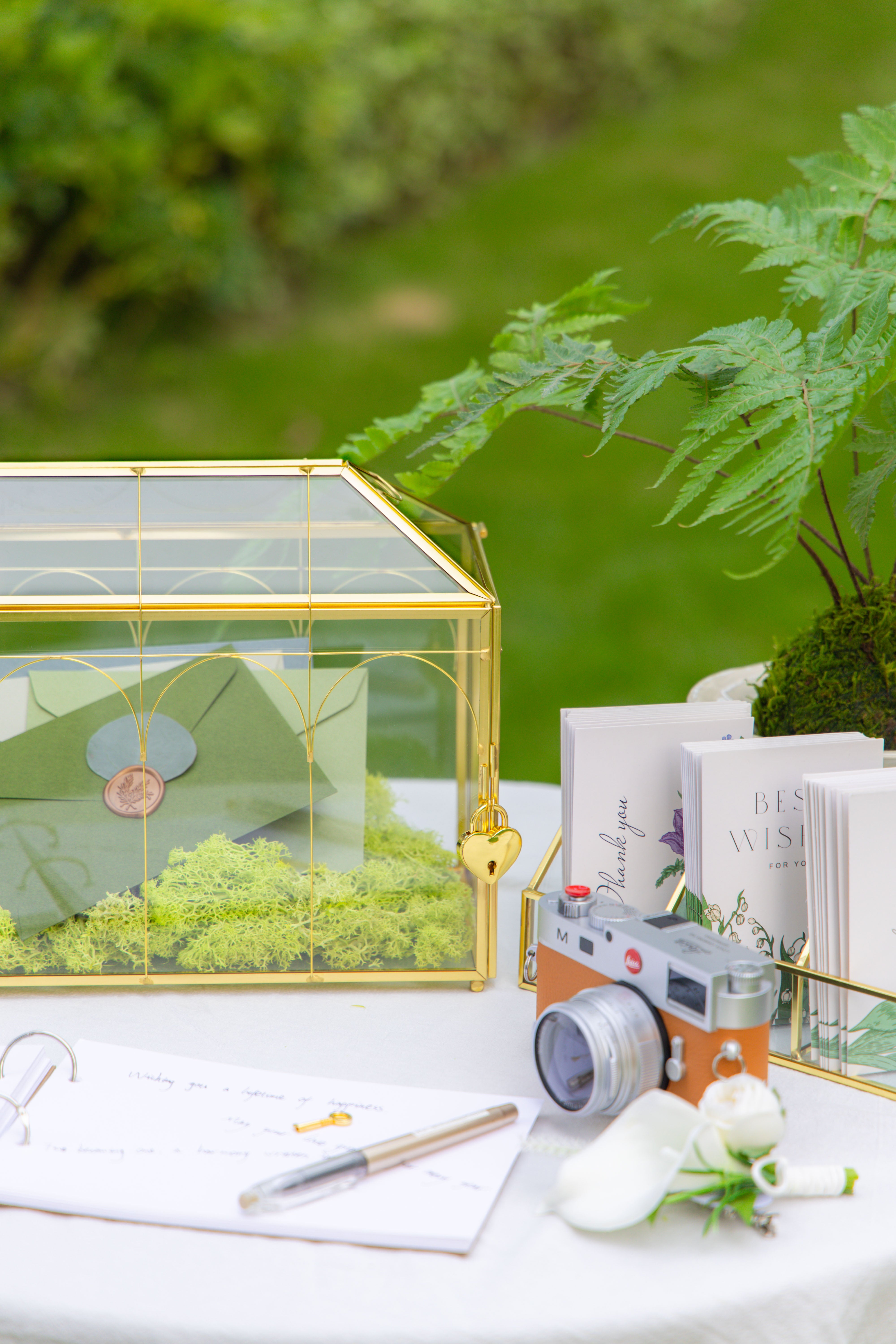 12.6" Handmade victorian Church  Gold Wedding Card Box with Slot and Lock - NCYPgarden