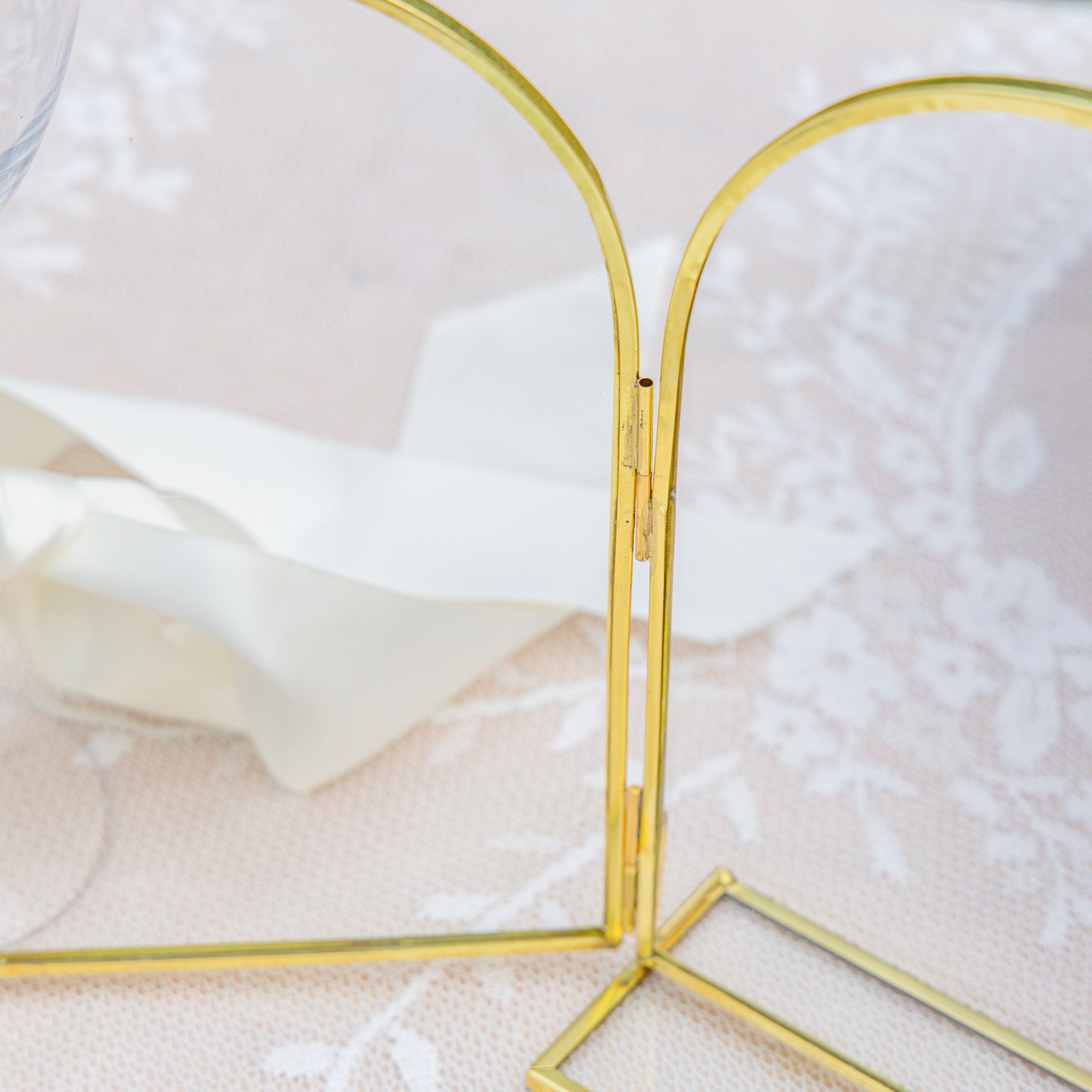 5x7'' Arched Brass and Double Glass Frame,  for Pressed Flowers, Table Number Holder - NCYPgarden