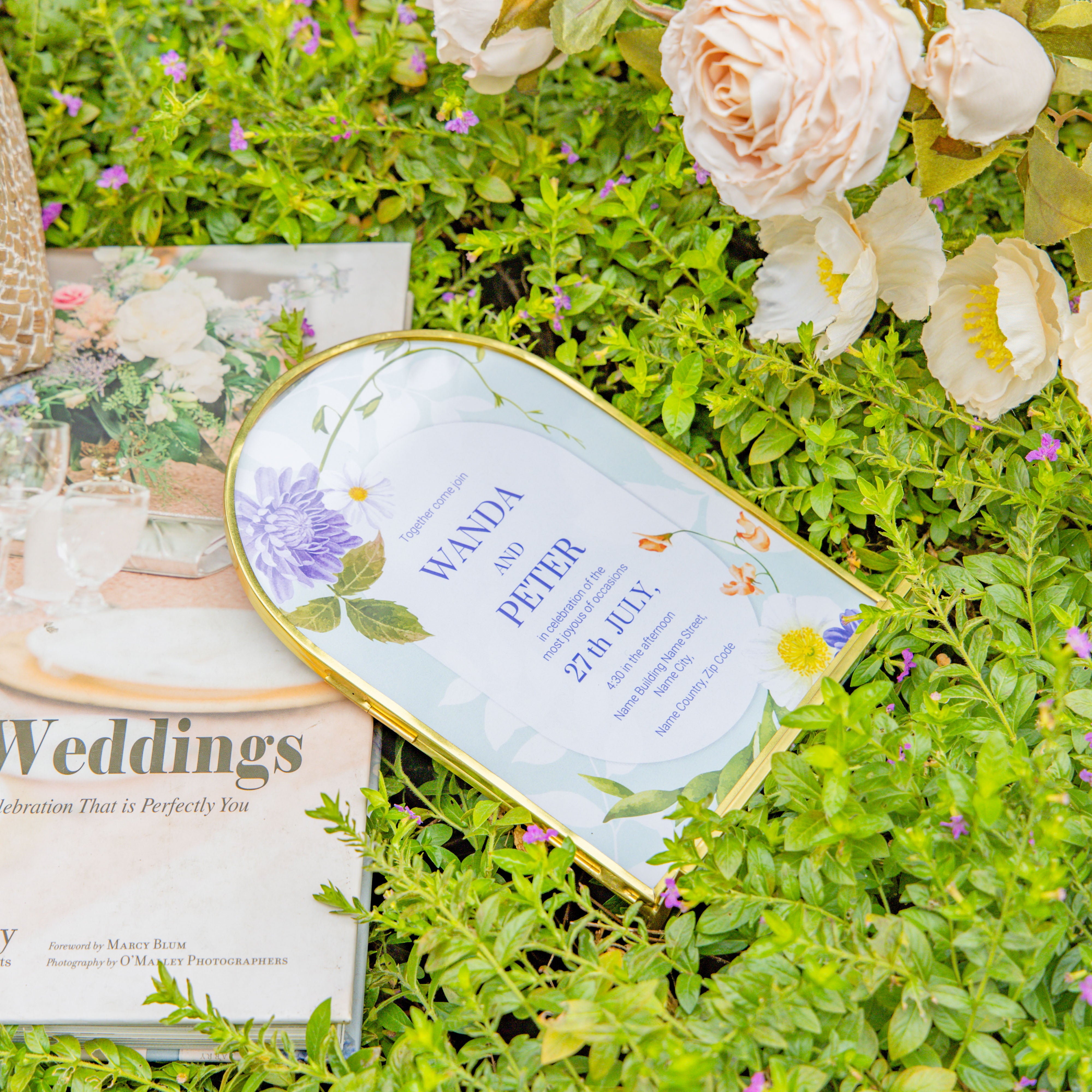 5x7'' Arched Brass and Double Glass Frame,  for Pressed Flowers, Table Number Holder - NCYPgarden