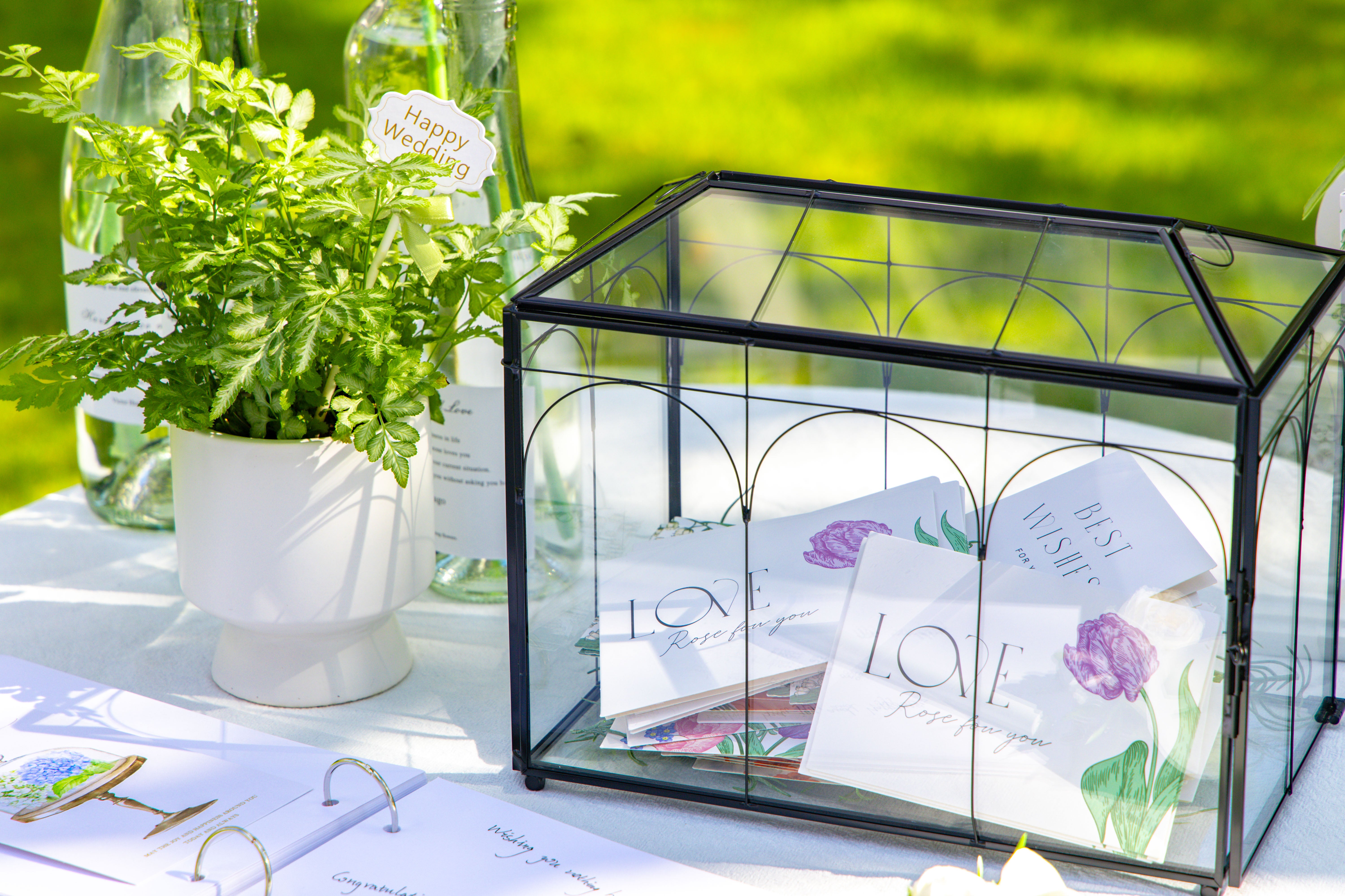 10.2" Handmade Black Wedding Card Box with Slot and Lock, Size Small, for Reception - NCYPgarden