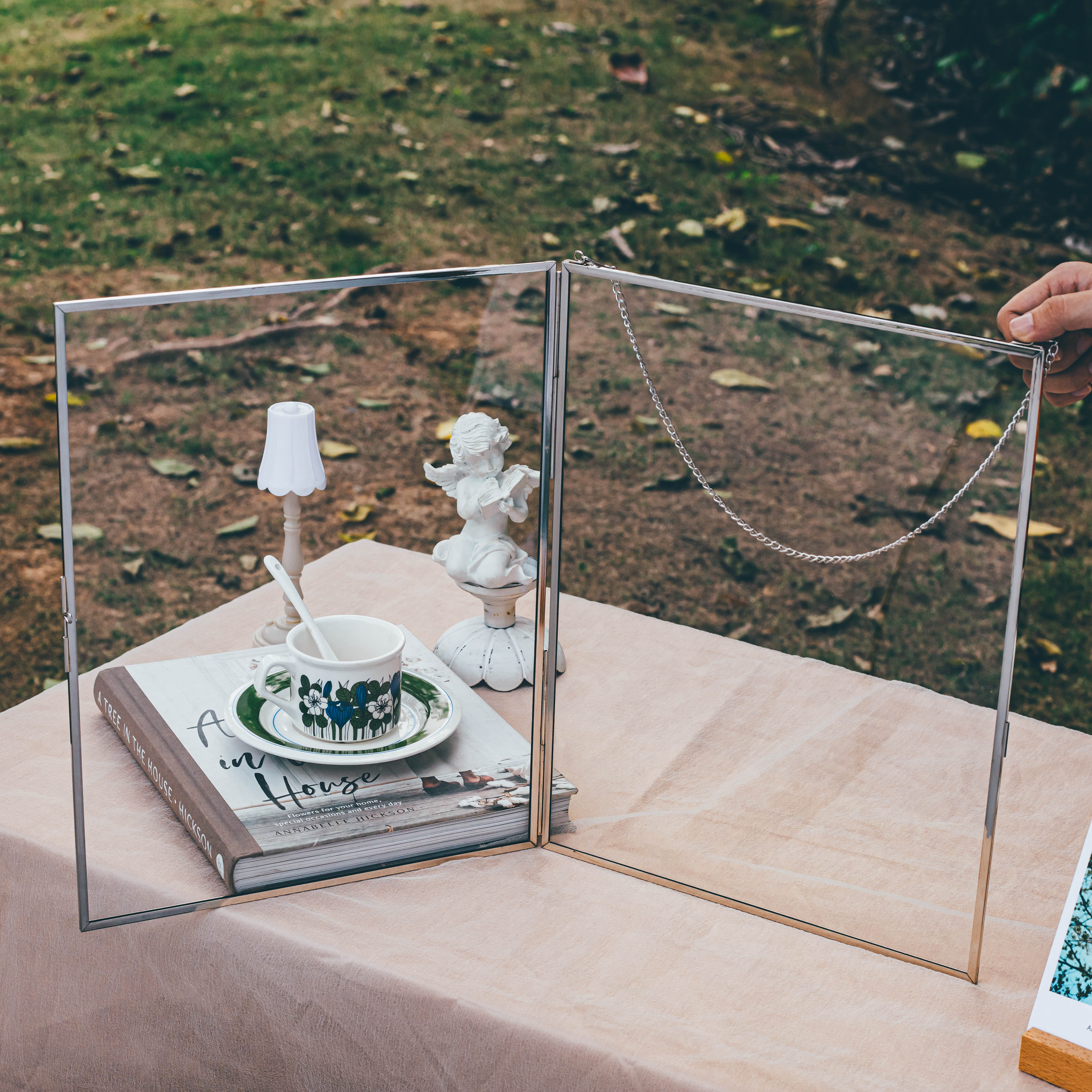 Handmade Silver 11x14" Hanging Double Glass  Pressed Flower Floating Frame - NCYPgarden