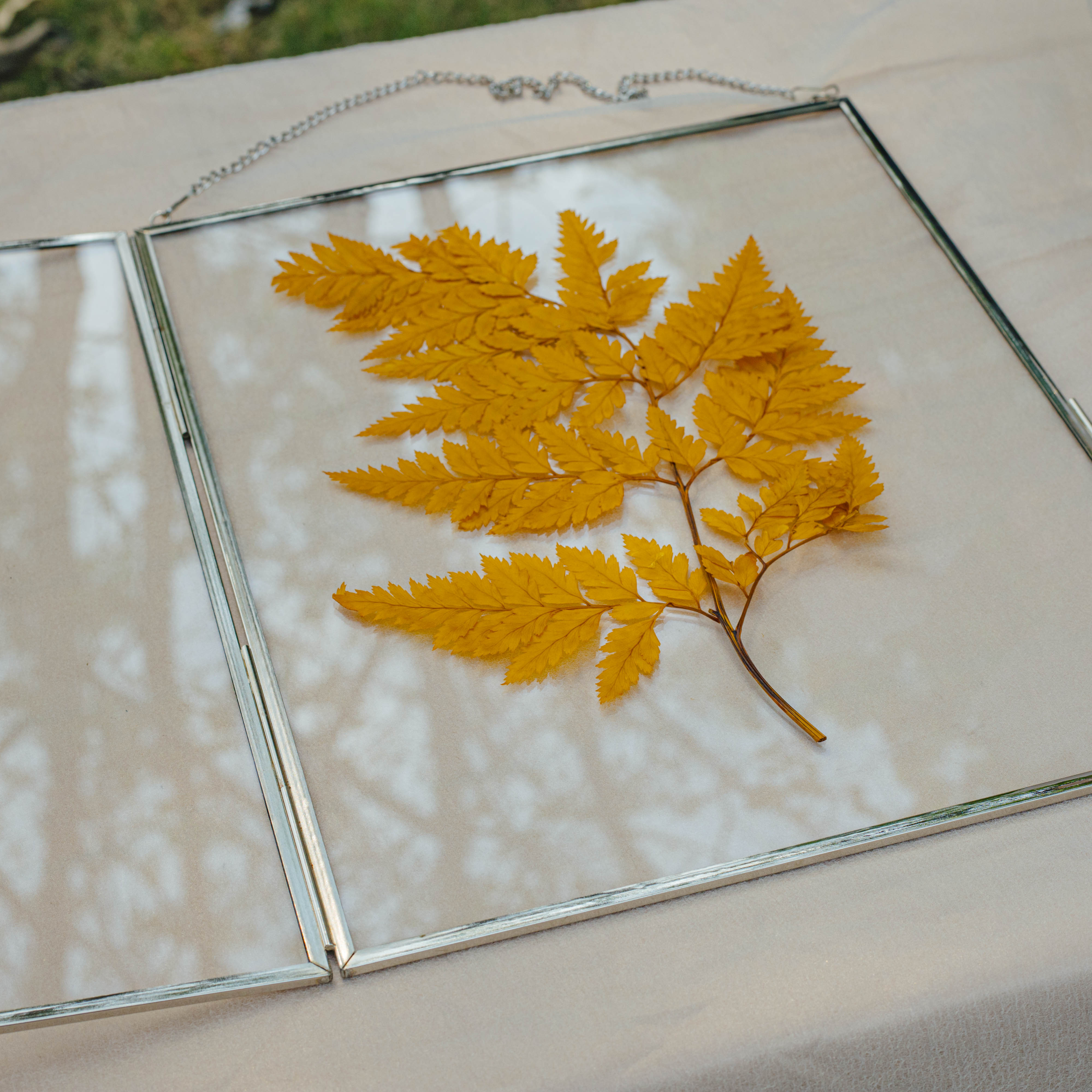 Handmade Silver 11x14" Hanging Double Glass  Pressed Flower Floating Frame - NCYPgarden