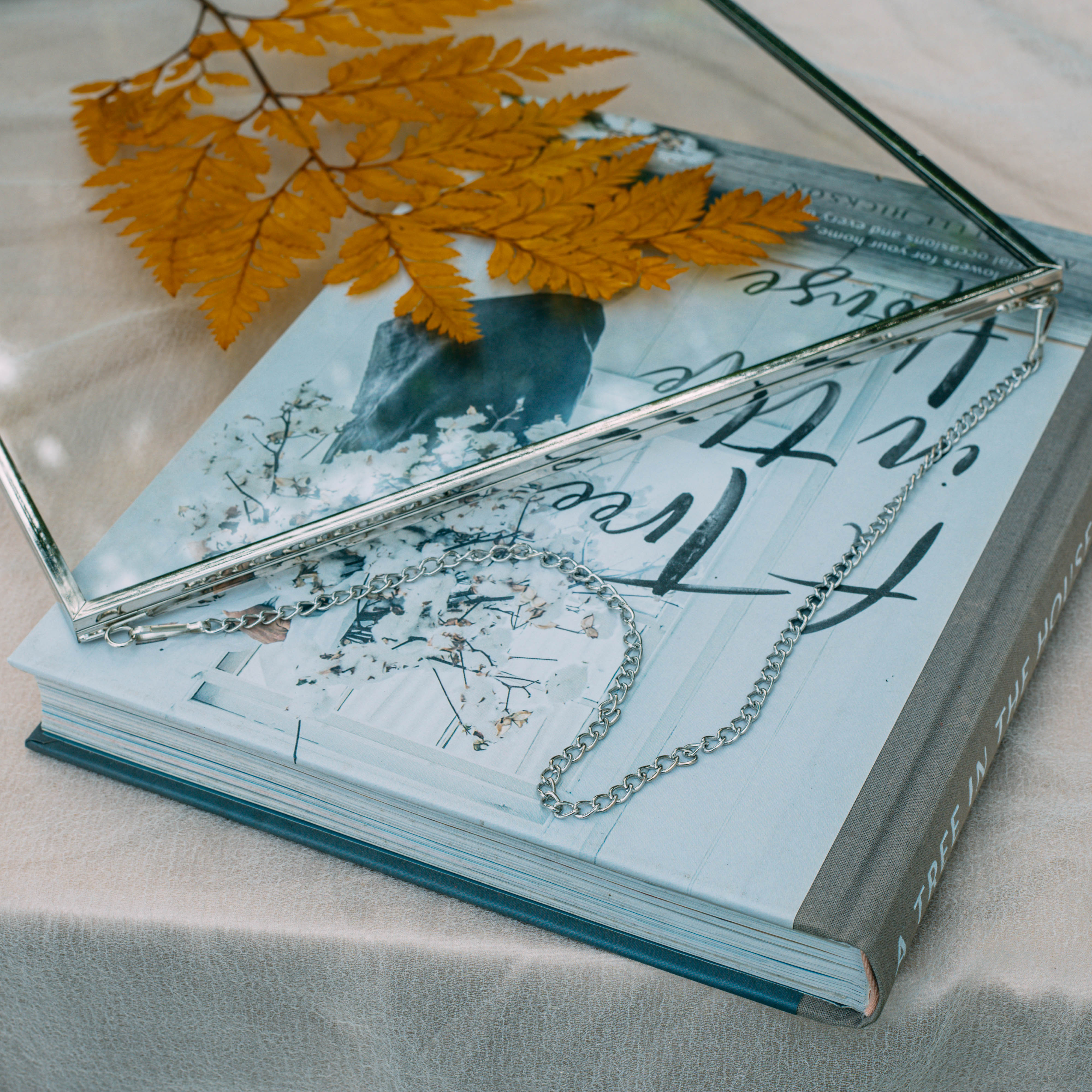 Handmade Silver 11x14" Hanging Double Glass  Pressed Flower Floating Frame - NCYPgarden