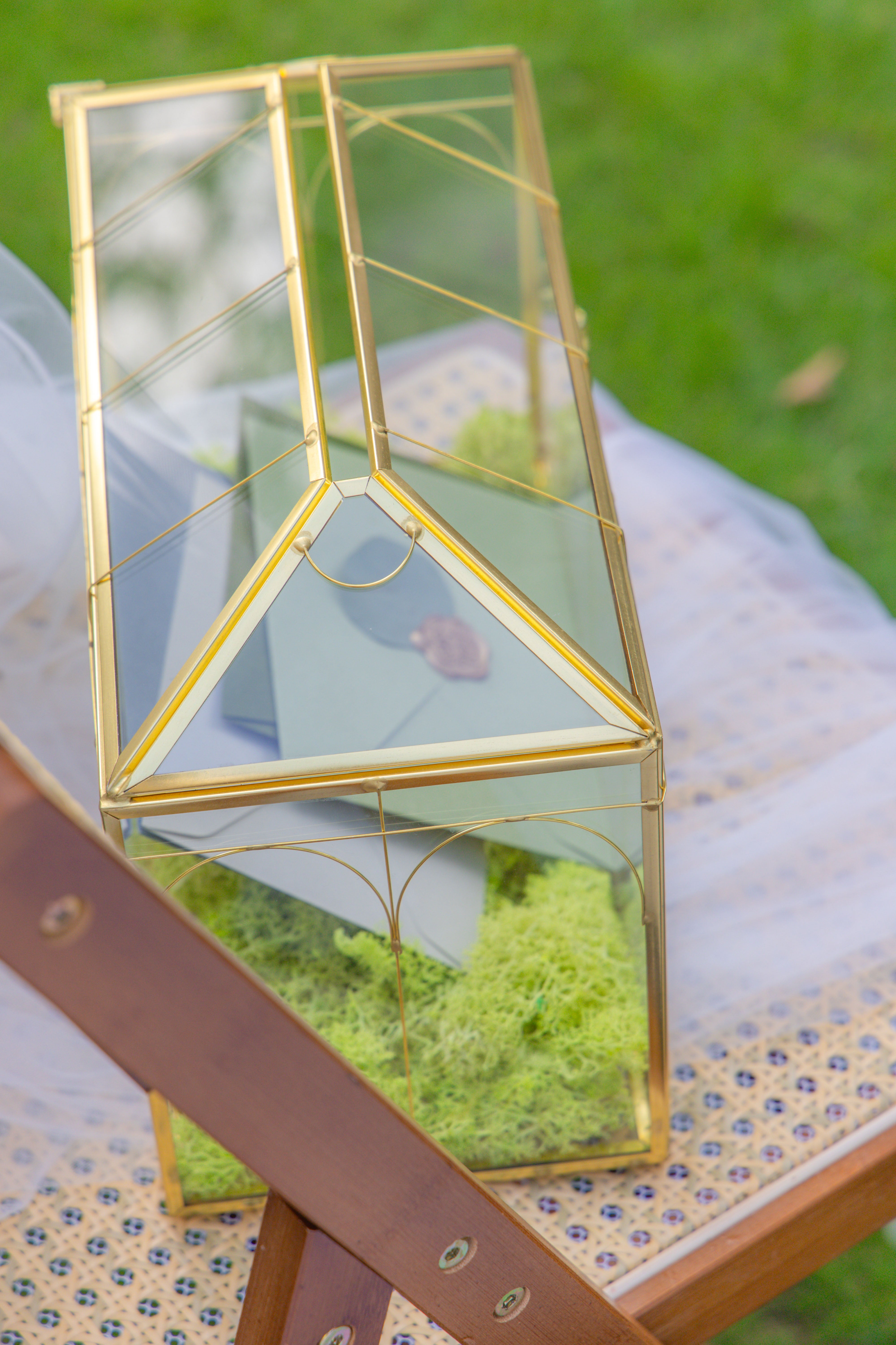 12.6" Handmade victorian Church  Gold Wedding Card Box with Slot and Lock - NCYPgarden