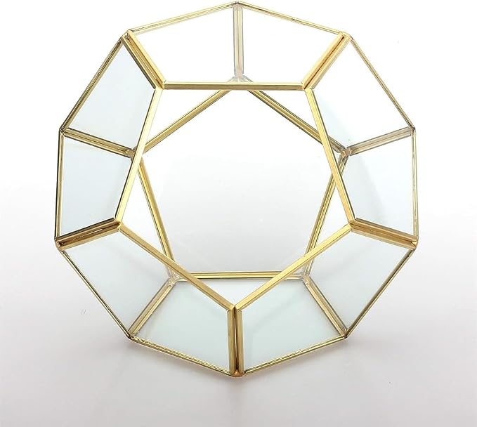 Handmade Gold Tabletop Polyhedron Glass Geometric Terrarium for Wedding Section Reception PP02A2 - NCYPgarden