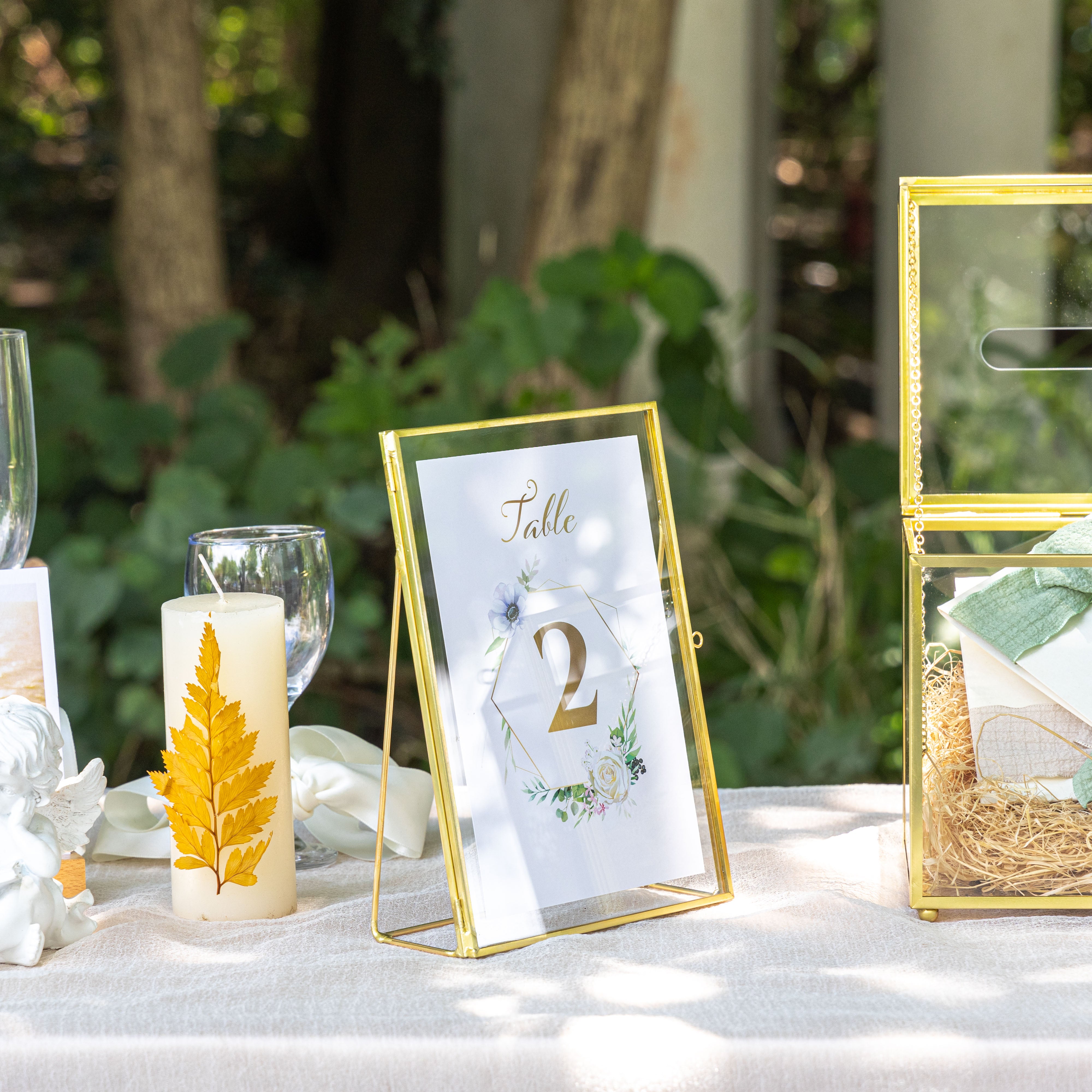 NCYP Tabletop Gold 5x7, 6x8 5.5x7 Brass Glass Photo Picture Display Frame - NCYPgarden