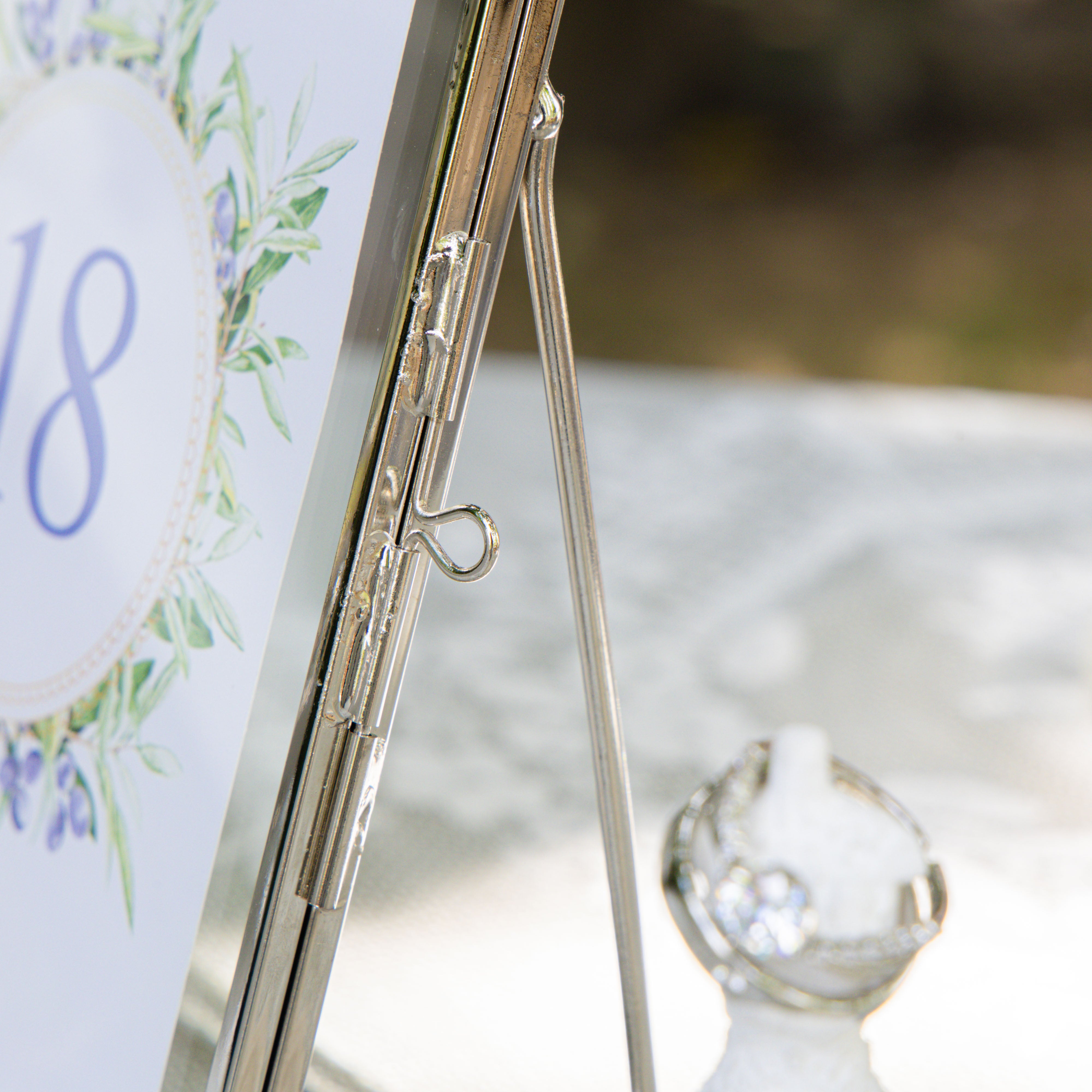 Silver Brass Tabletop Vintage Frame Geometric Ornament Plant Specimen Clip Modern Decor Card Holder 5X7" Reception - NCYPgarden
