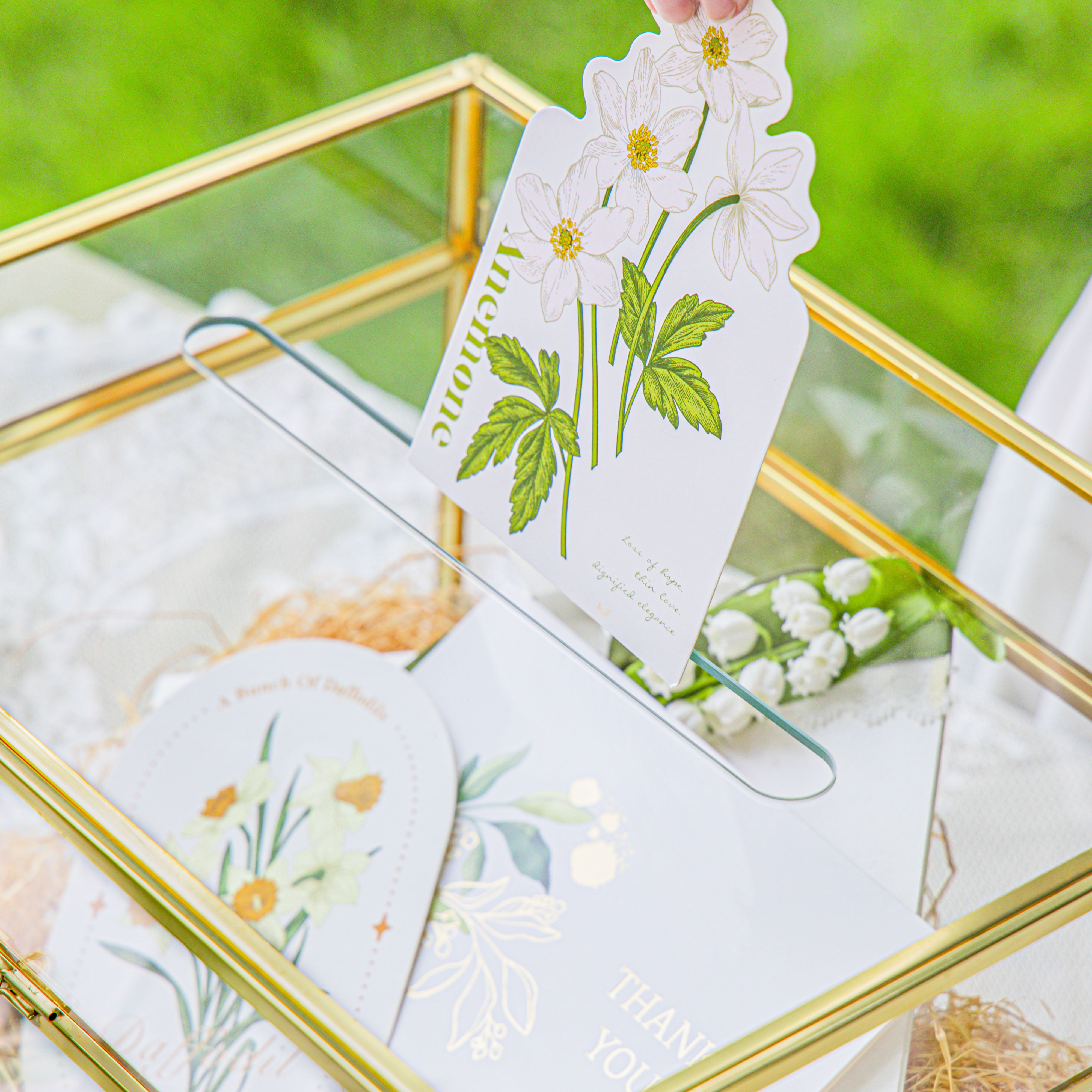 Handmade 12" Large Gold Rectangle Geometric Glass Card Box with Slot Lock for Keepsake, Wedding Reception, Postbox - NCYPgarden