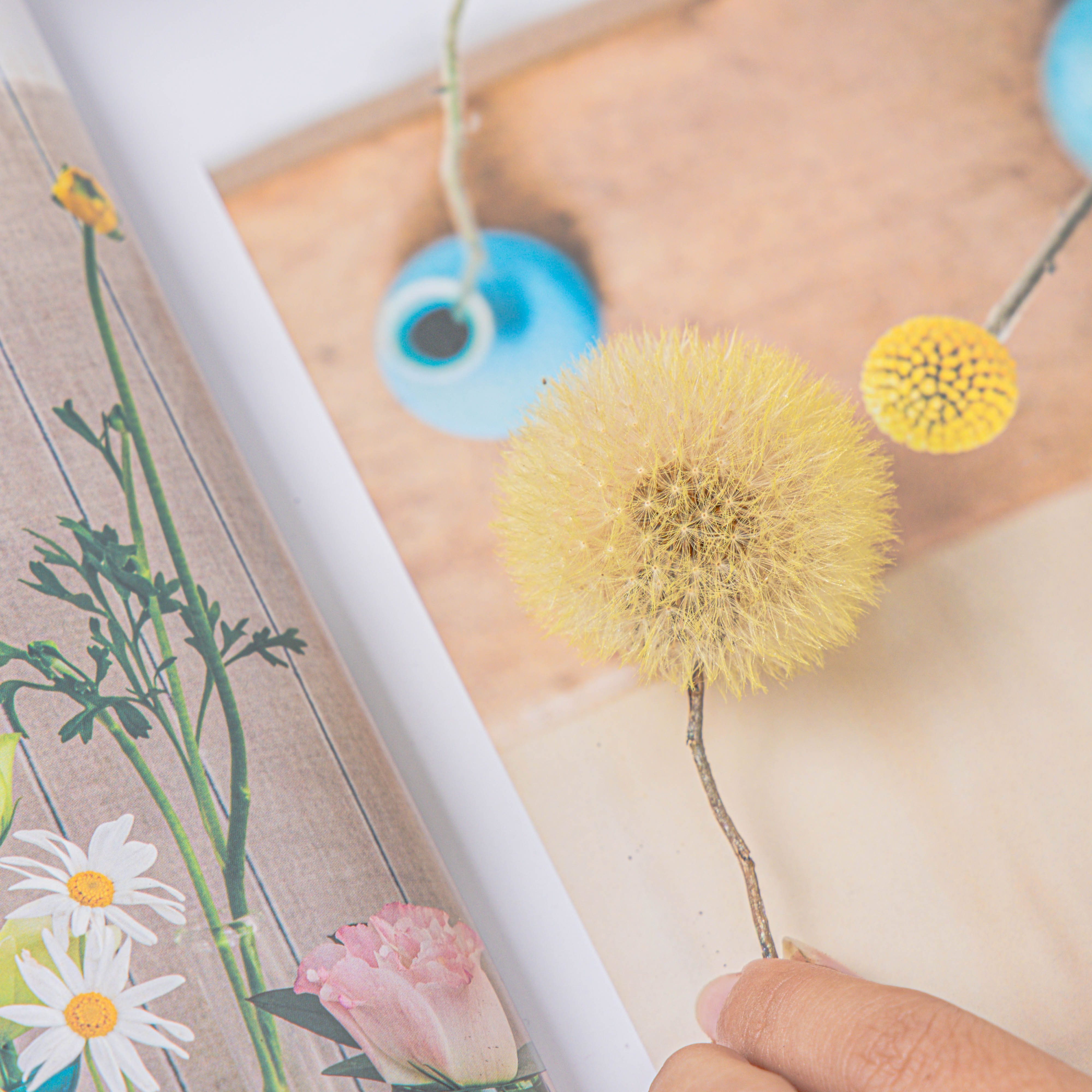 Yellow Presered Dandelion Set 3 pcs Dried Flowers, DIY Material for Bouquet - NCYPgarden