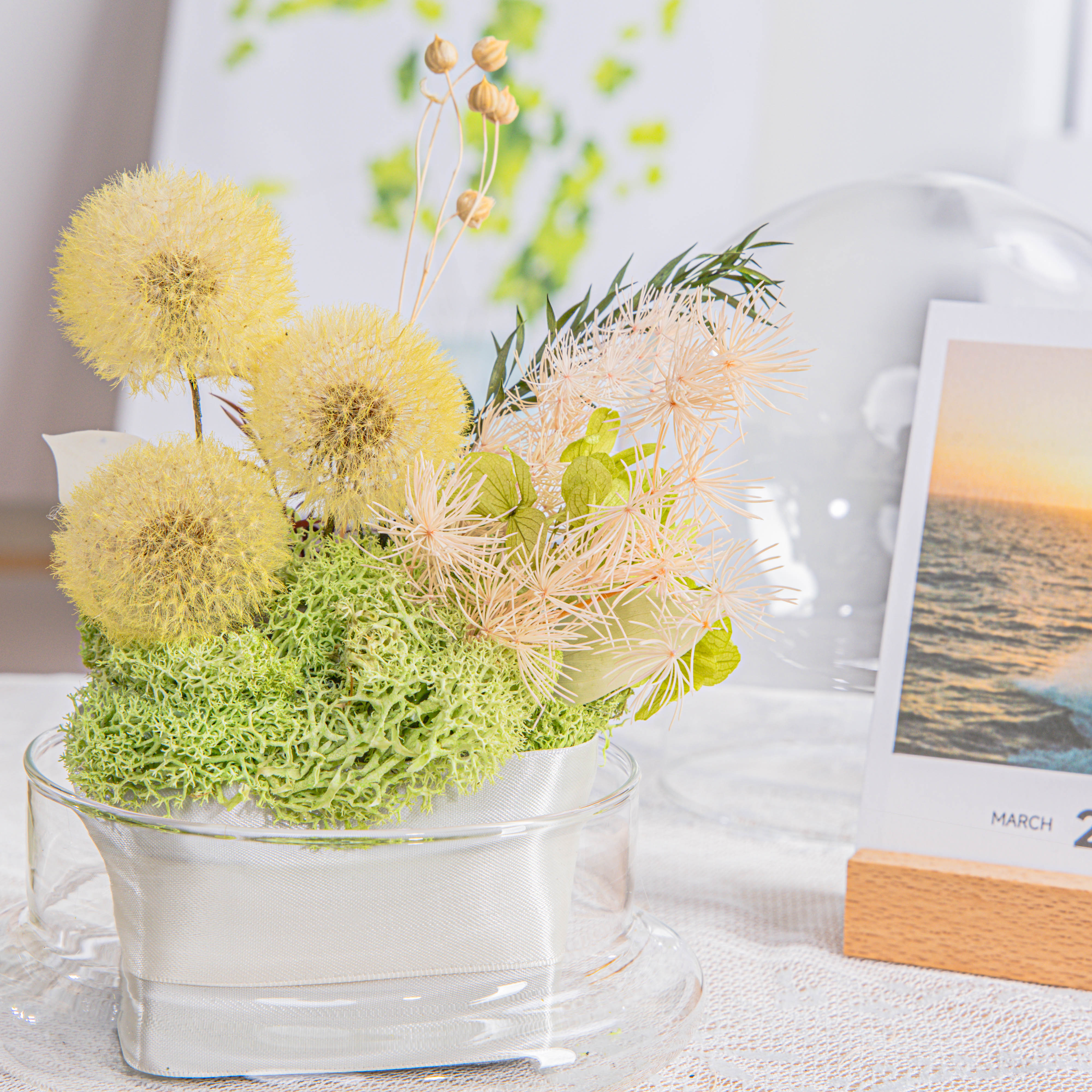 Yellow Presered Dandelion Set 3 pcs Dried Flowers, DIY Material for Bouquet - NCYPgarden