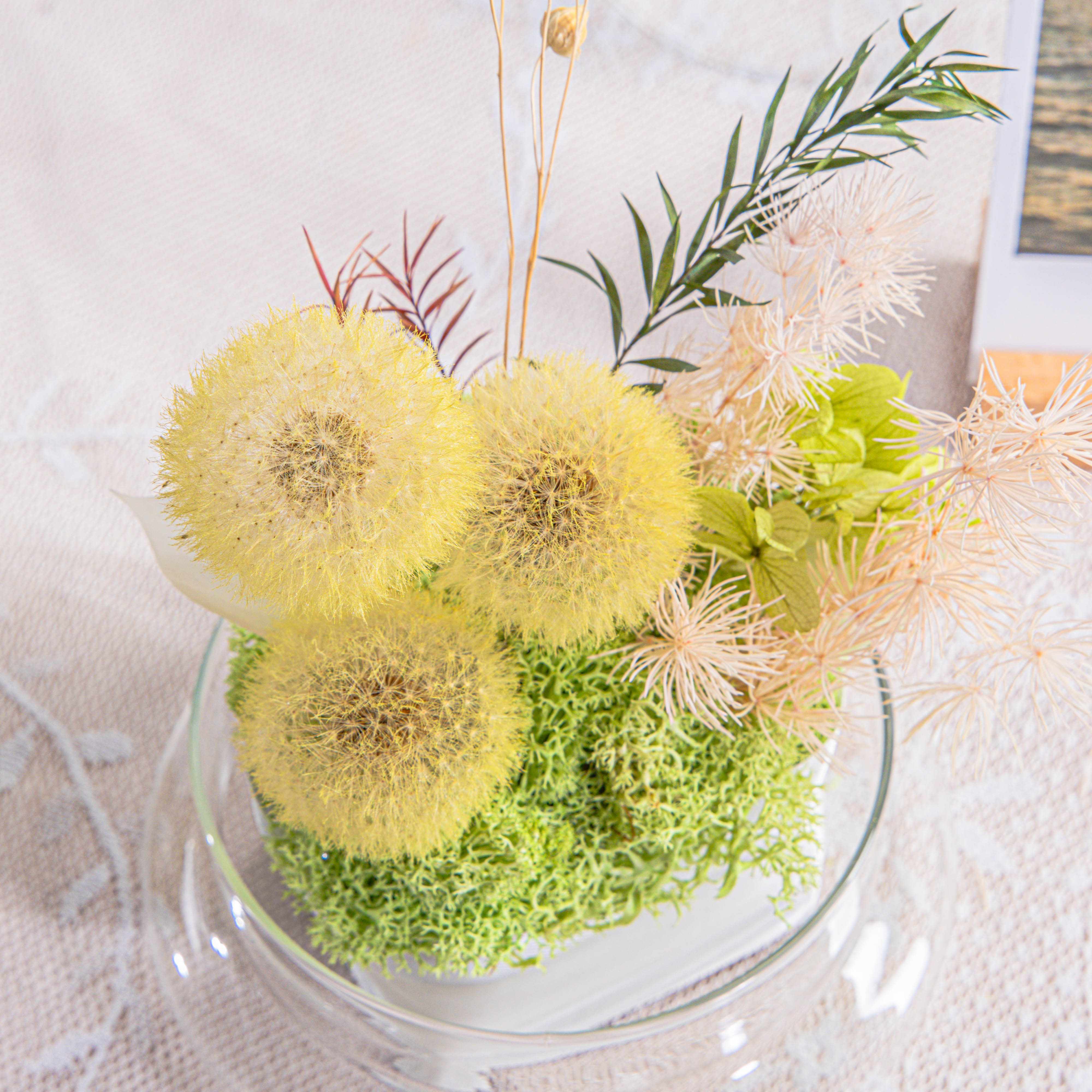 Yellow Presered Dandelion Set 3 pcs Dried Flowers, DIY Material for Bouquet - NCYPgarden