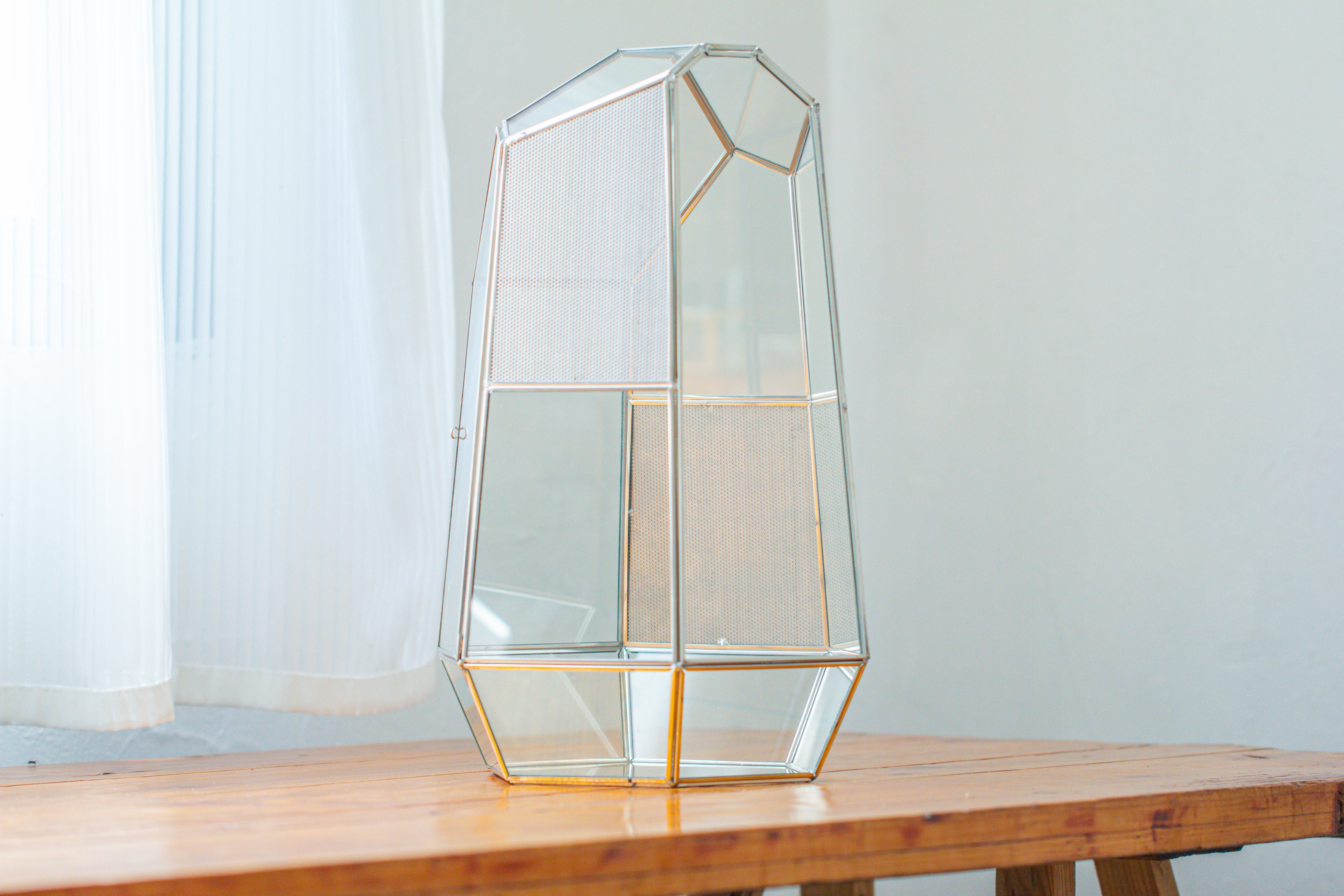 16.1" Large Irregular Geometric Glass Terrarium, Close,  vented Silver, for tropical plants, and large insects - NCYPgarden