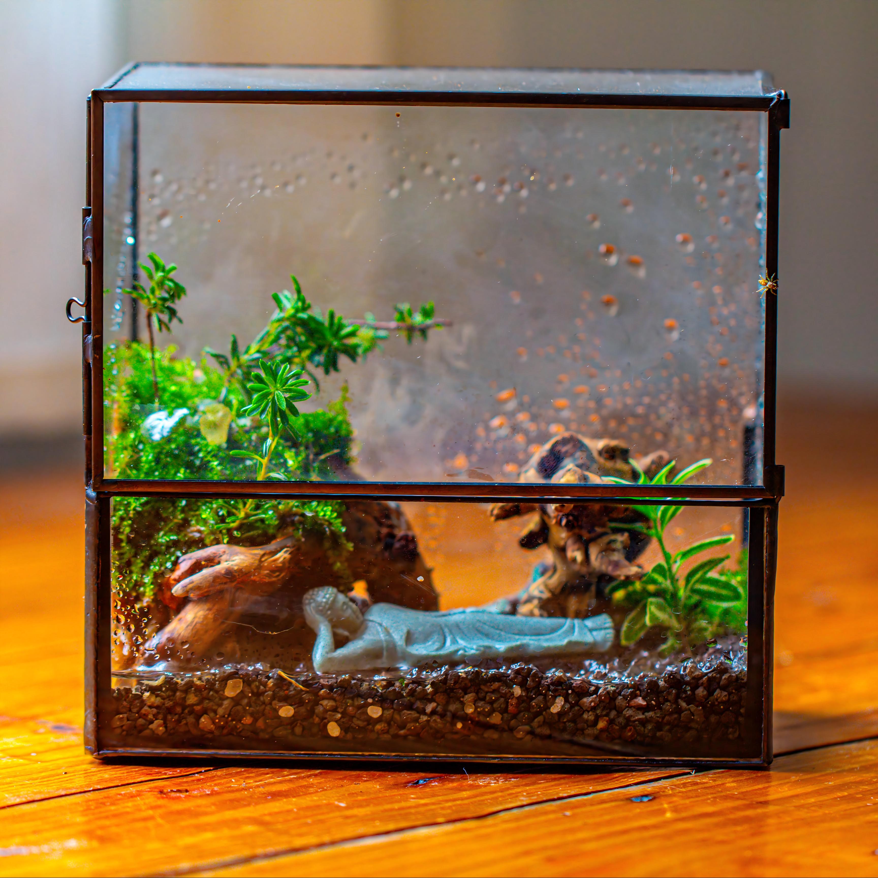 Handmade 7x7 Inches Watertight Glass Terrarium with Door, for moss - NCYPgarden