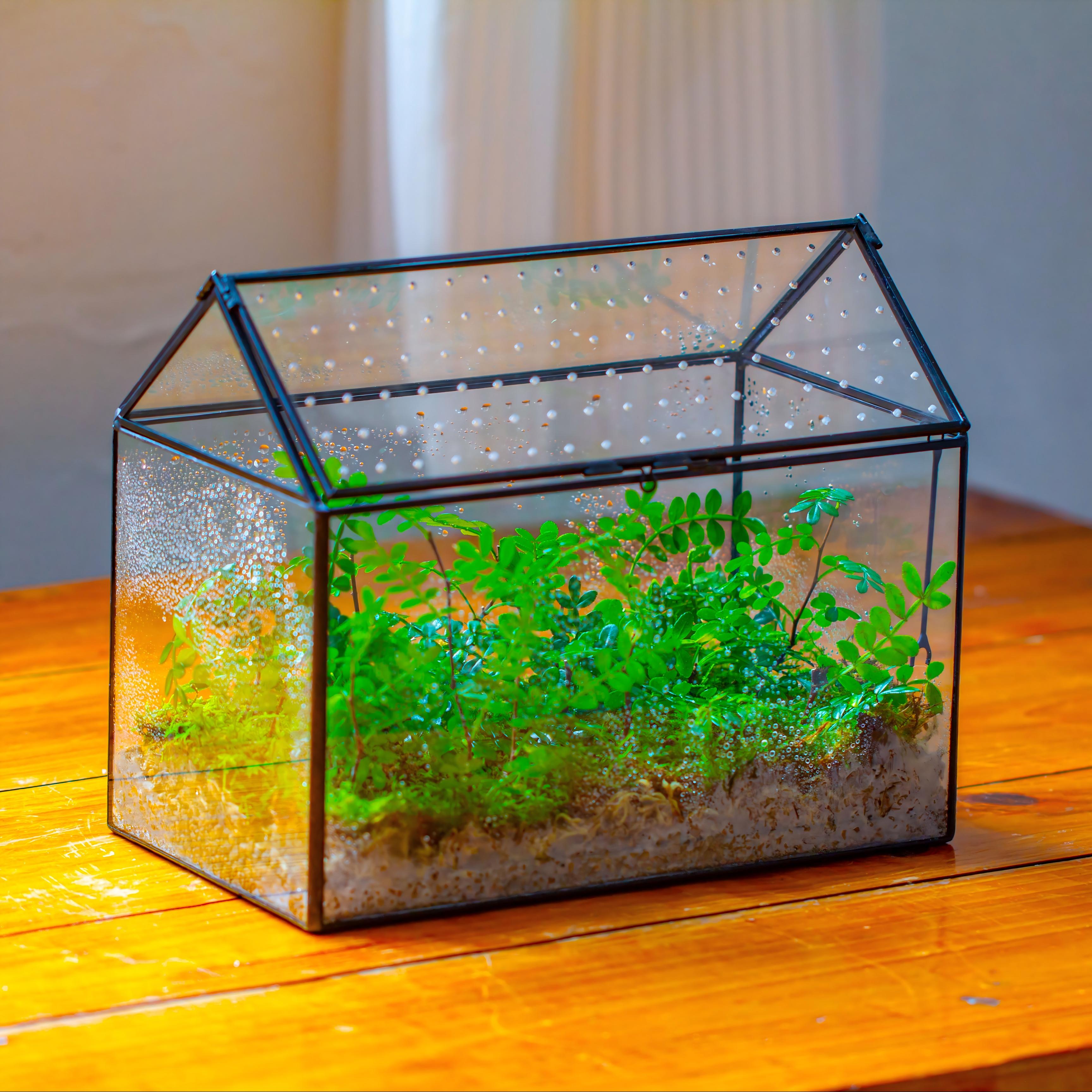 Handmade Close House-shaped Glass Terrarium Enclosure, with Acrylic Mesh Vent, for Jumping Spider, Snail Habitat, Terrarium Only - NCYPgarden