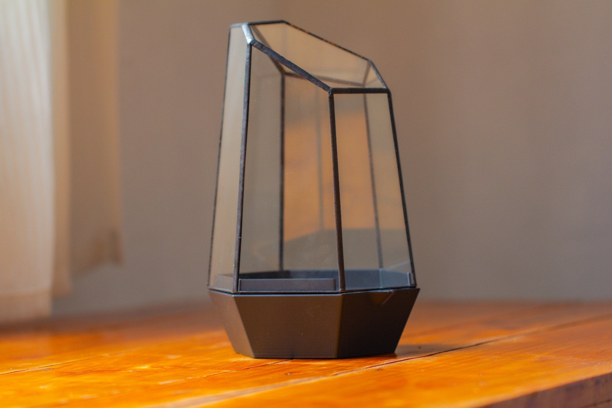 Self - Contained Close Terrarium with Waterproof Base, Geometric Glass Cover for Moss, Sundew and Venus Flytrap PG01J3 - NCYPgarden