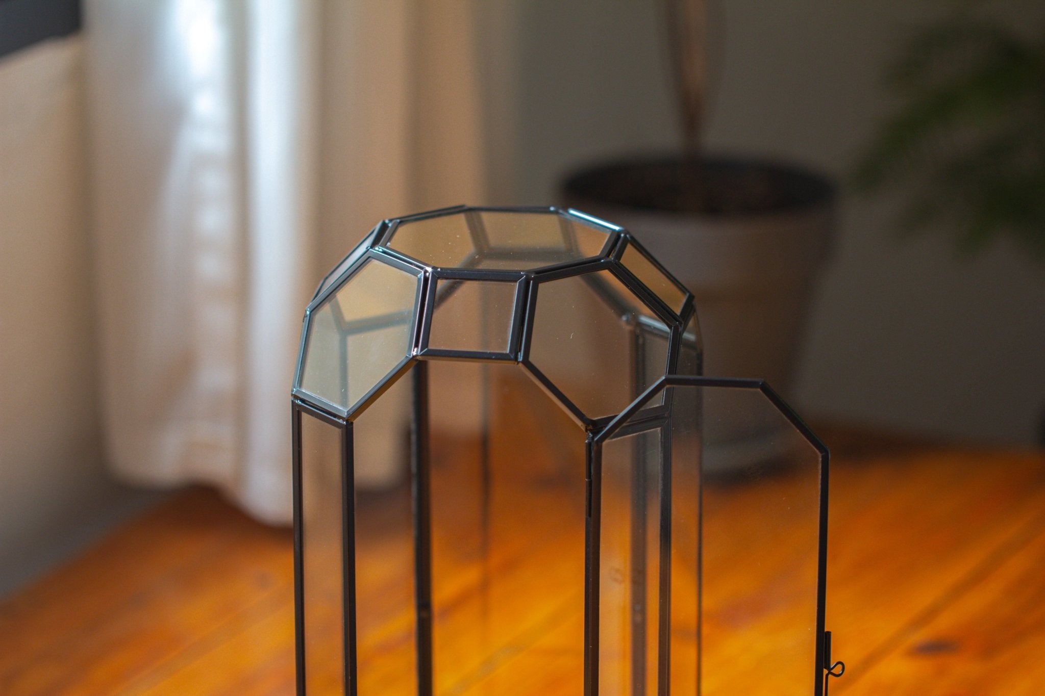 Vintage Tall Octagon Geometric Glass Terrarium , 12.6" , close, suitable for tall plants, orchid, small begonia Pitcher, Micro landscape - NCYPgarden