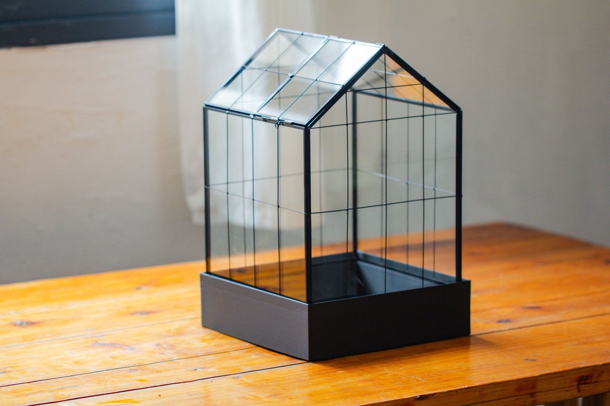 11” Vintage Greenhouse Glass Terrarium with Water - Holding Tray and Top Door - NCYPgarden