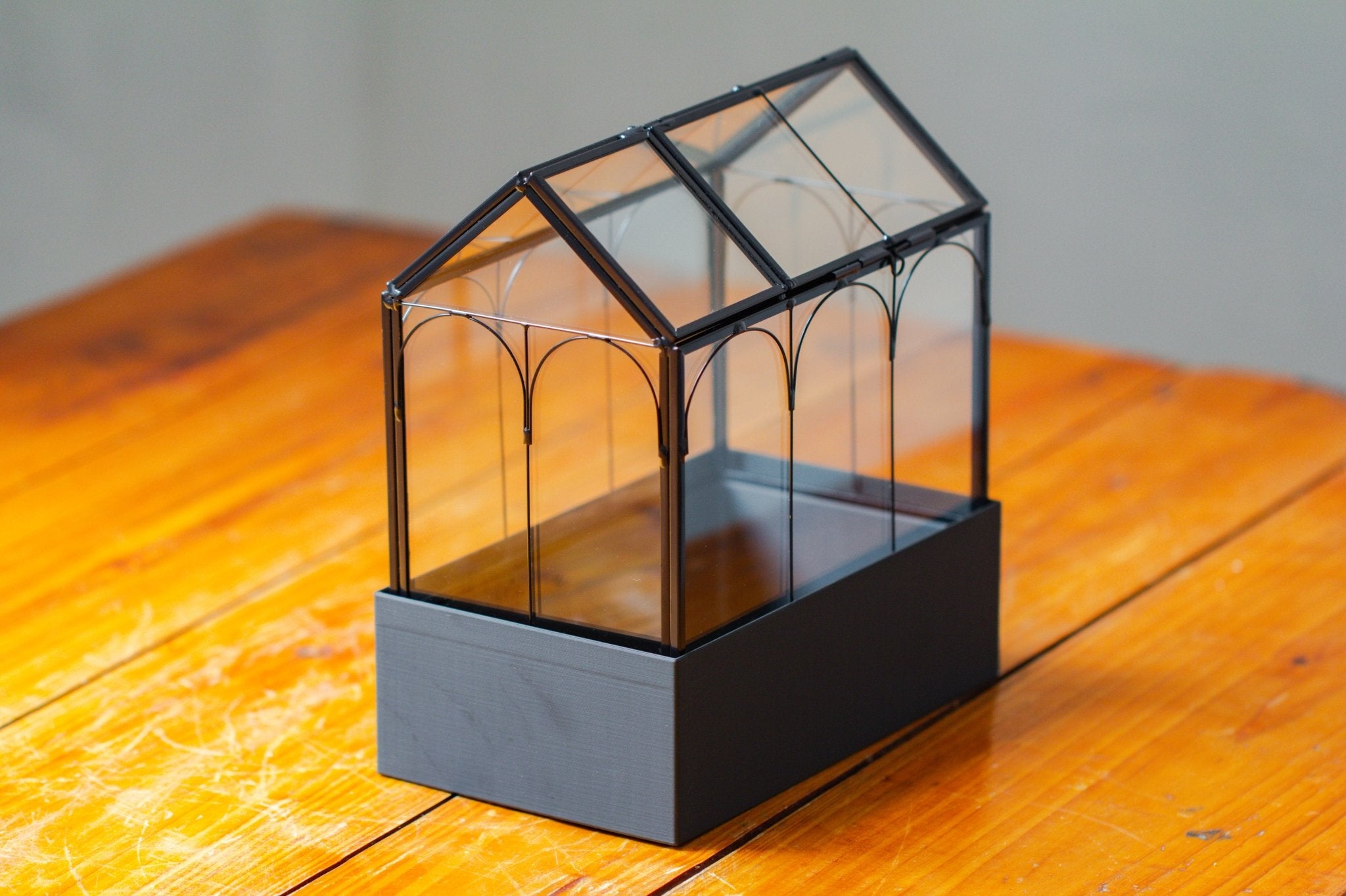 8" Vintage Greenhouse Glass Terrarium with Water - Holding Base and Top Door - NCYPgarden