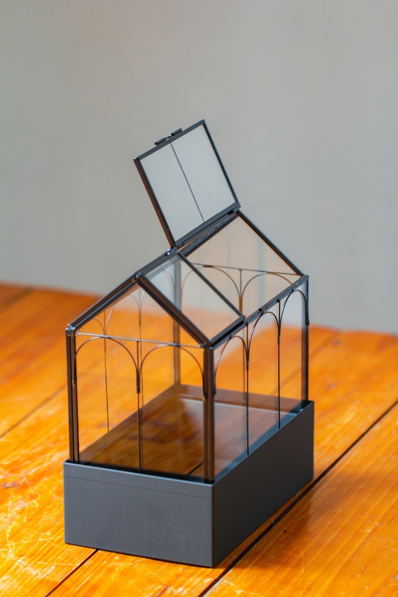 8" Vintage Greenhouse Glass Terrarium with Water - Holding Base and Top Door - NCYPgarden