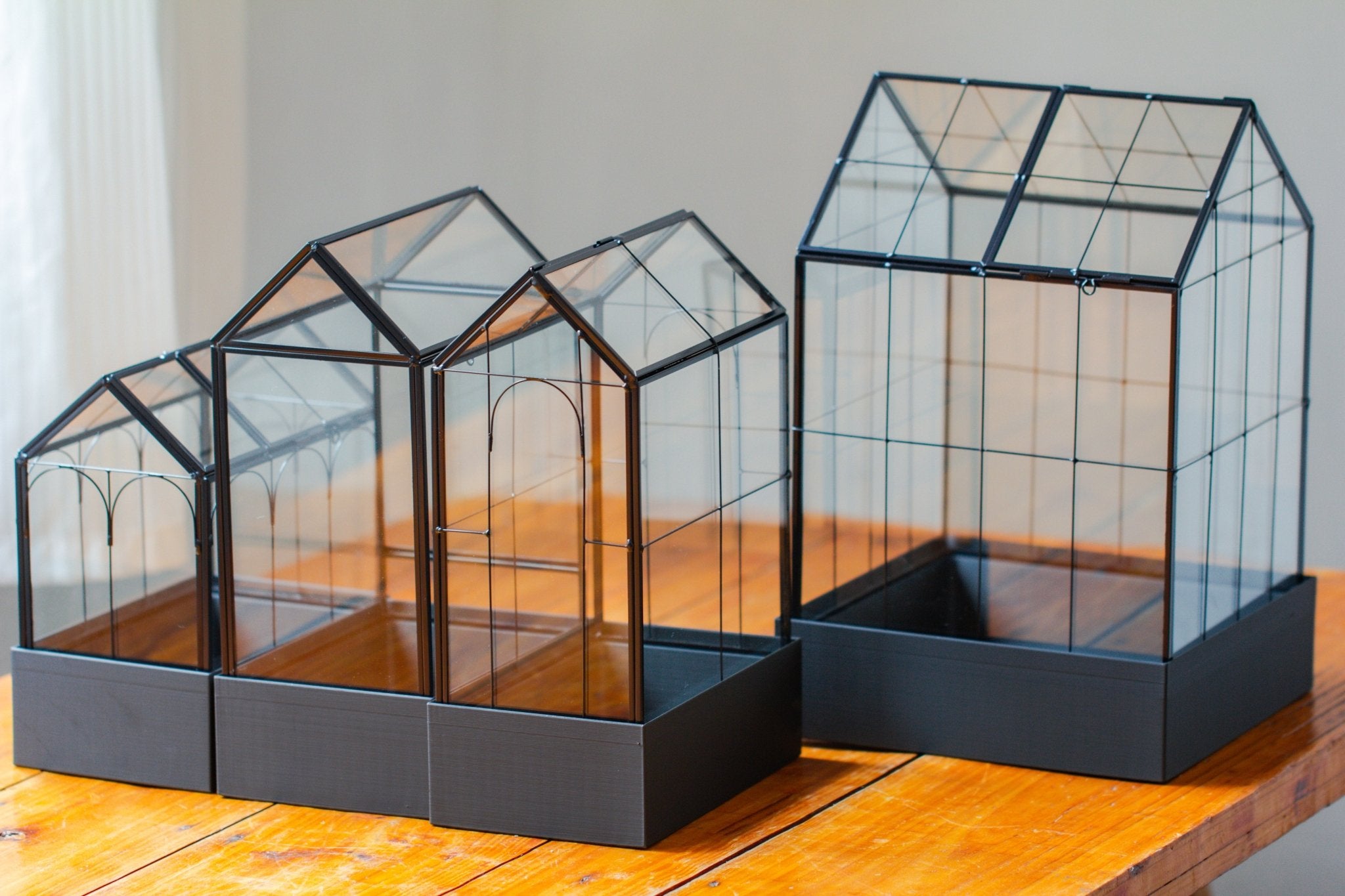 11” Vintage Greenhouse Glass Terrarium with Water - Holding Tray and Top Door - NCYPgarden