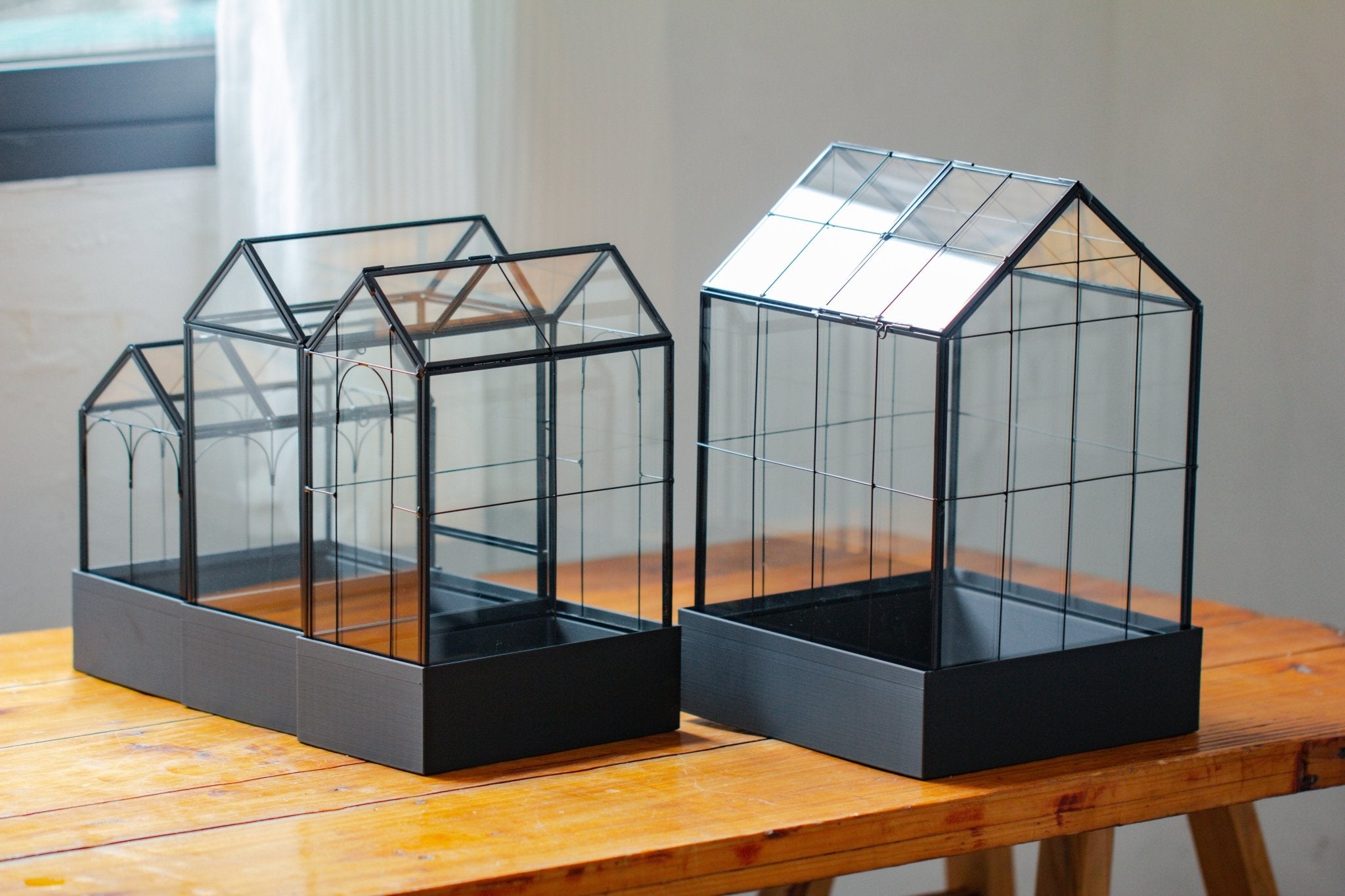 11” Vintage Greenhouse Glass Terrarium with Water - Holding Tray and Top Door - NCYPgarden