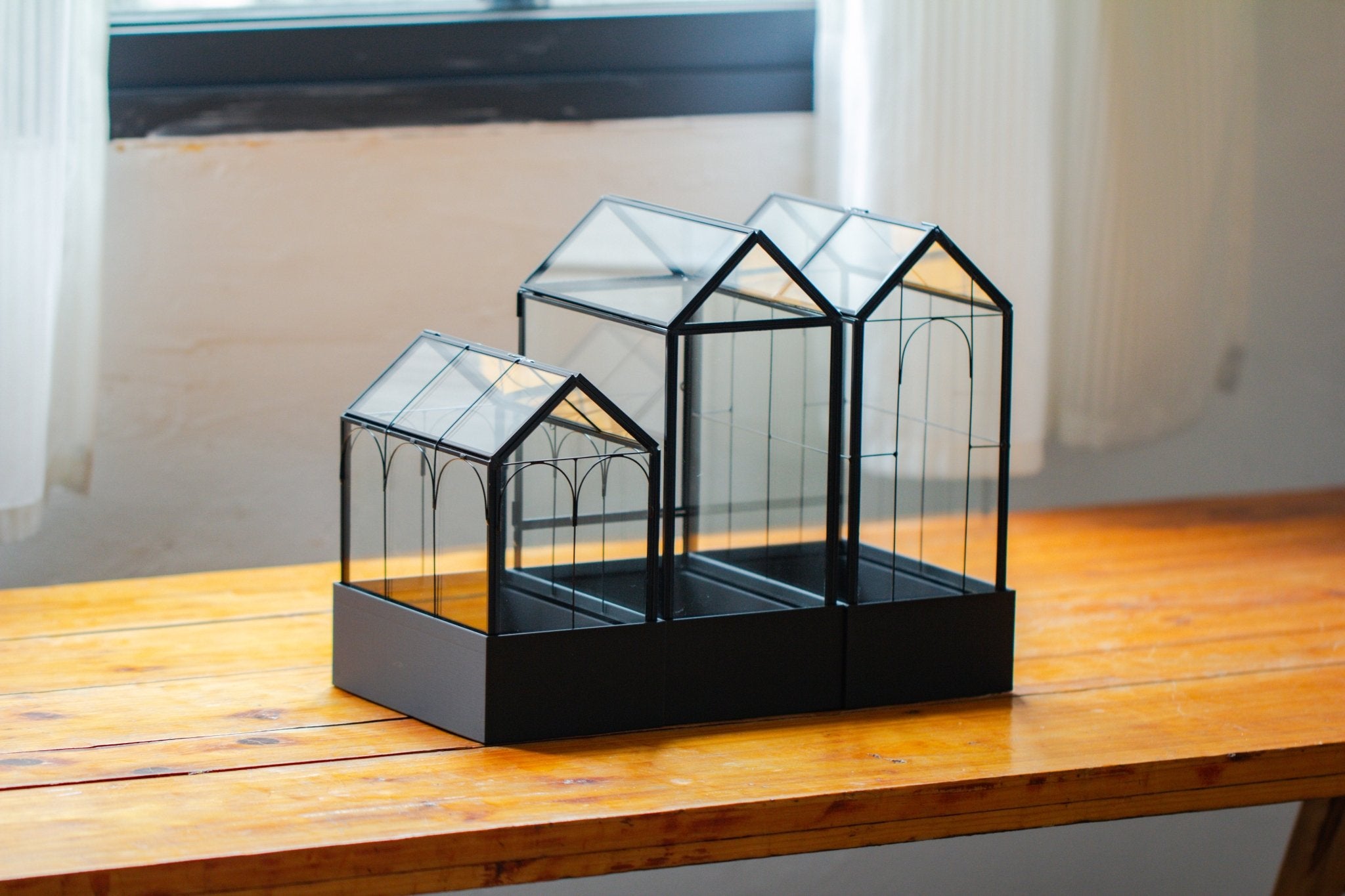 8" Vintage Greenhouse Glass Terrarium with Water - Holding Base and Top Door - NCYPgarden