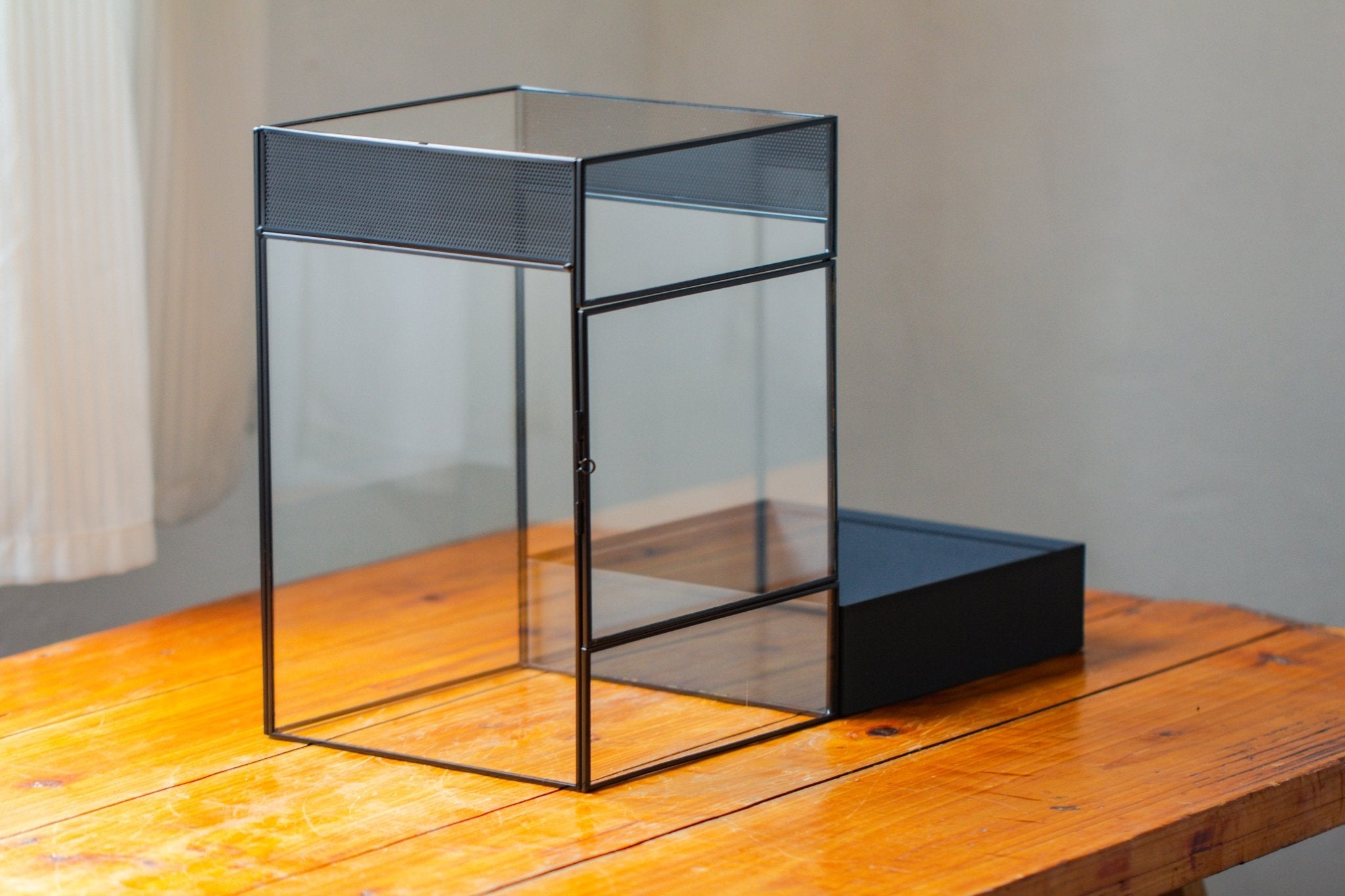 8x8x12 inches Large Handmade Glass Geometric Terrarium with Side Vent, for large insects - NCYPgarden